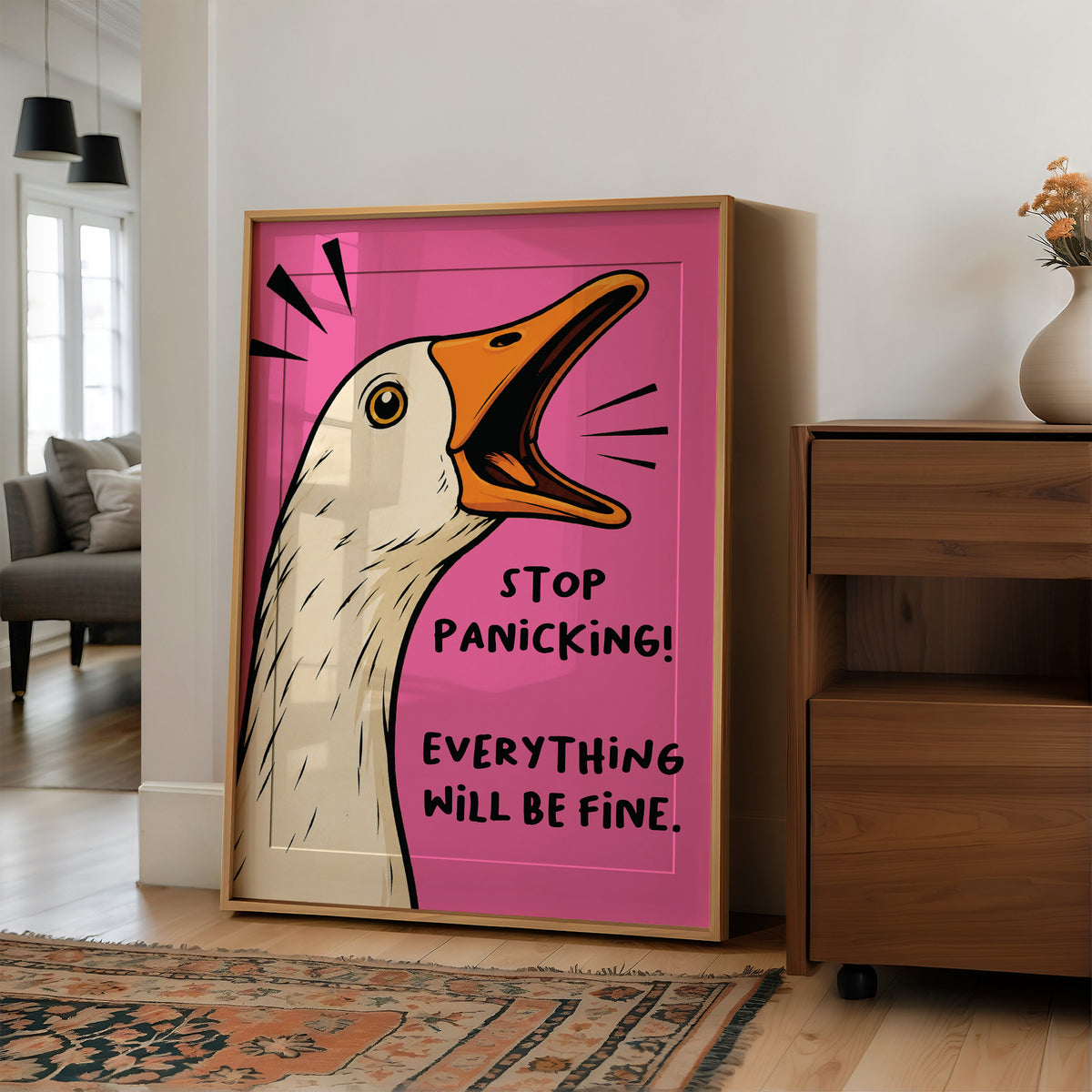 Stop Panicking! Screaming Goose Comic Print