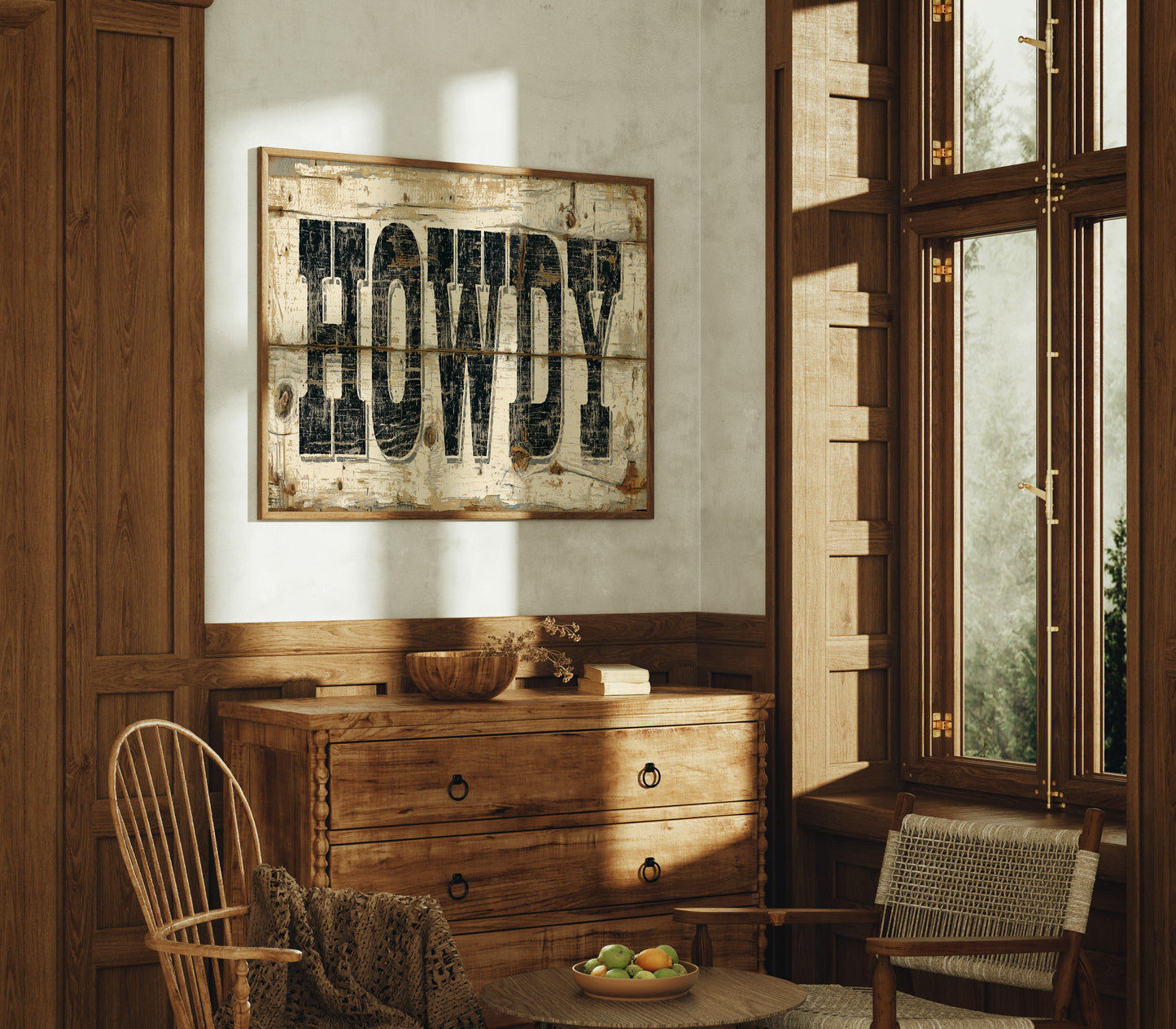 Howdy Weathered Wood Sign