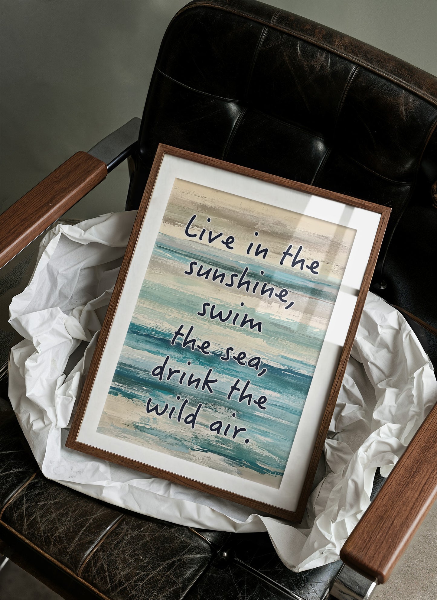 Live in the Sunshine — Coastal Abstract Quote Print