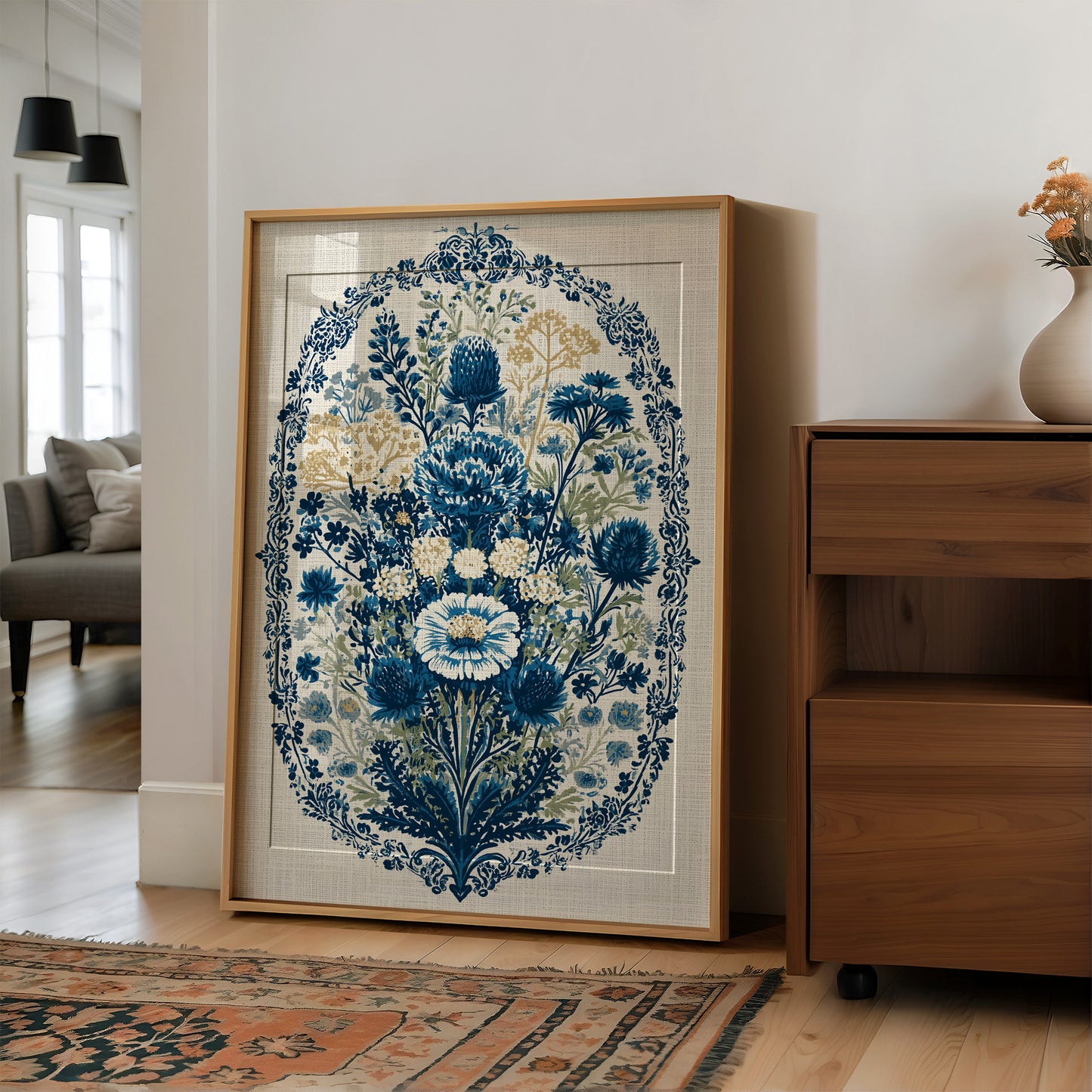 Thistle and Cornflower Medallion Tapestry