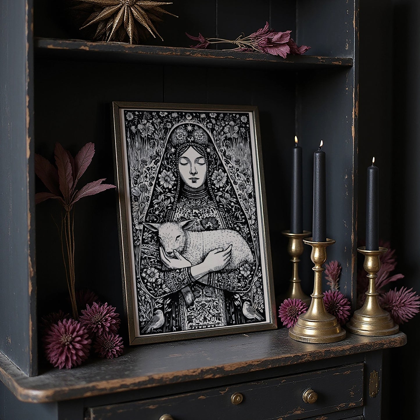 Madonna and Lamb: A Woodcut Devotion