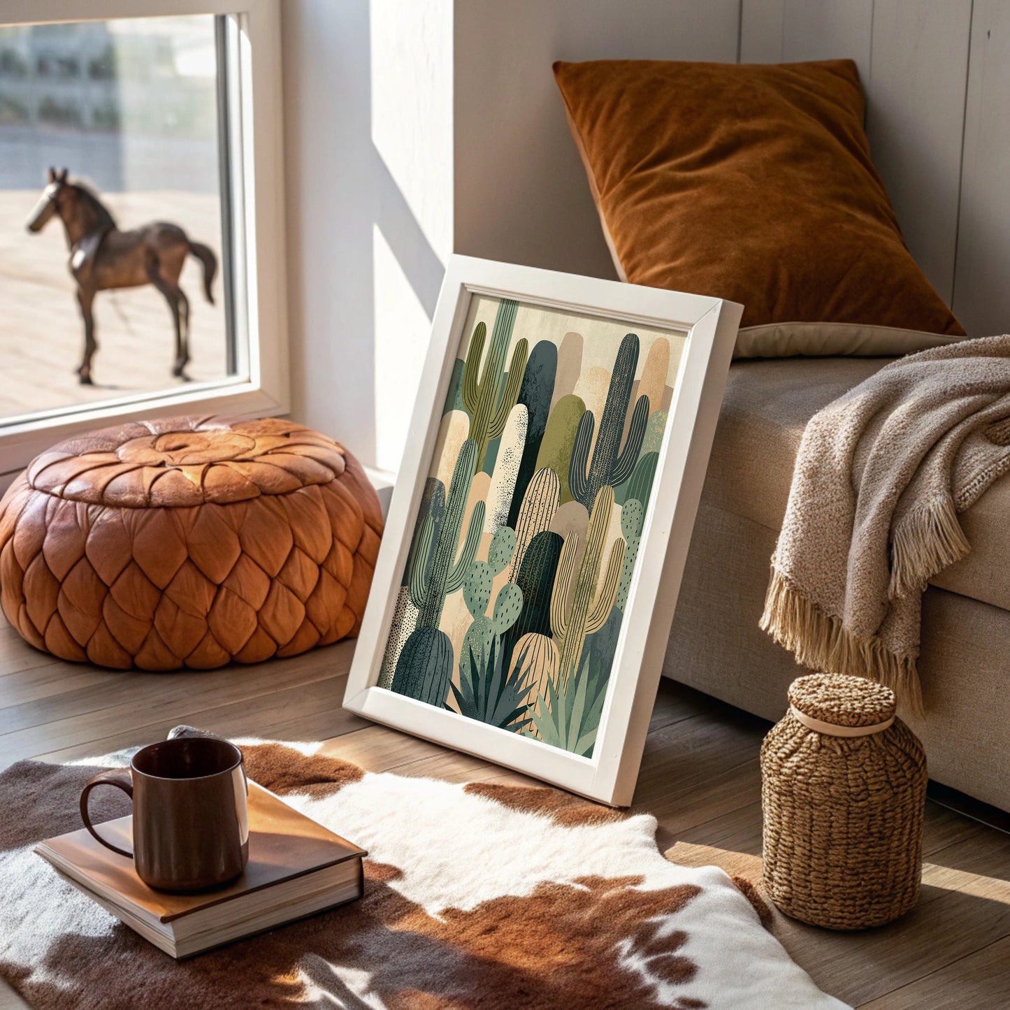 Desert Tapestry: Cactus Collage in Sand & Sage