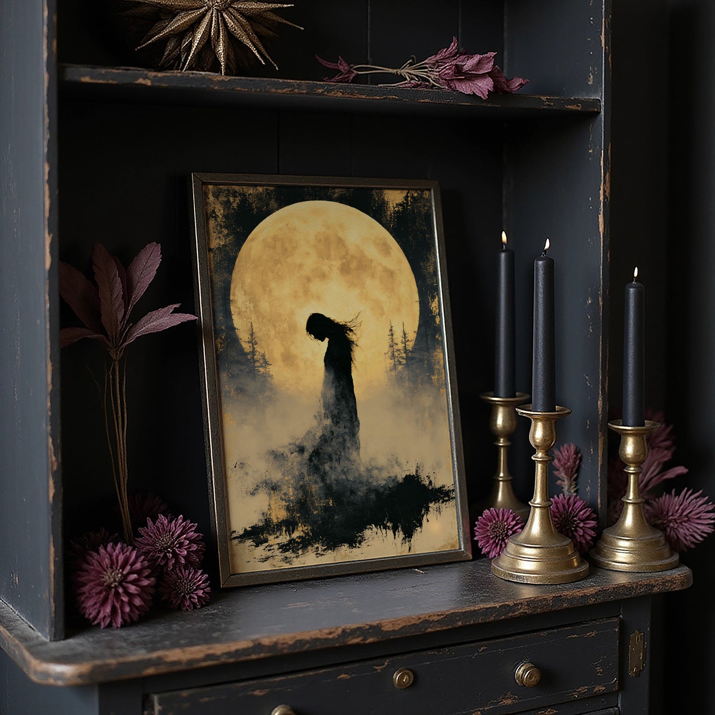Silhouette Beneath the Harvest Moon
