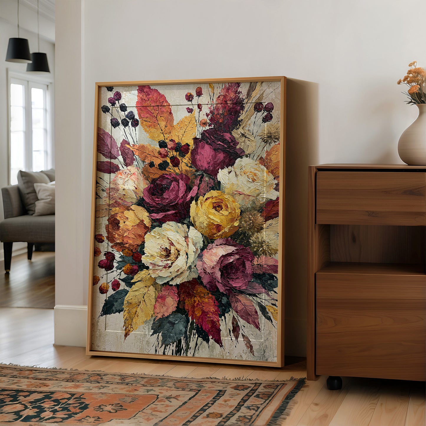 Plum & Marigold, Palette Knife Bloom