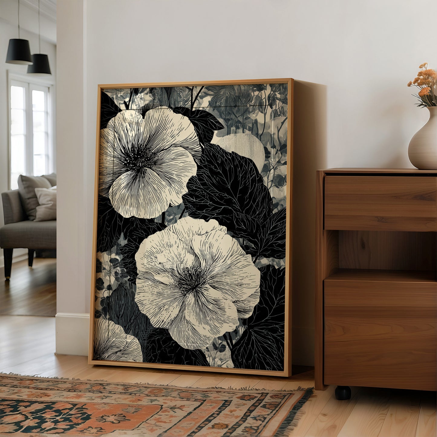 Hibiscus in Fine Black Ink