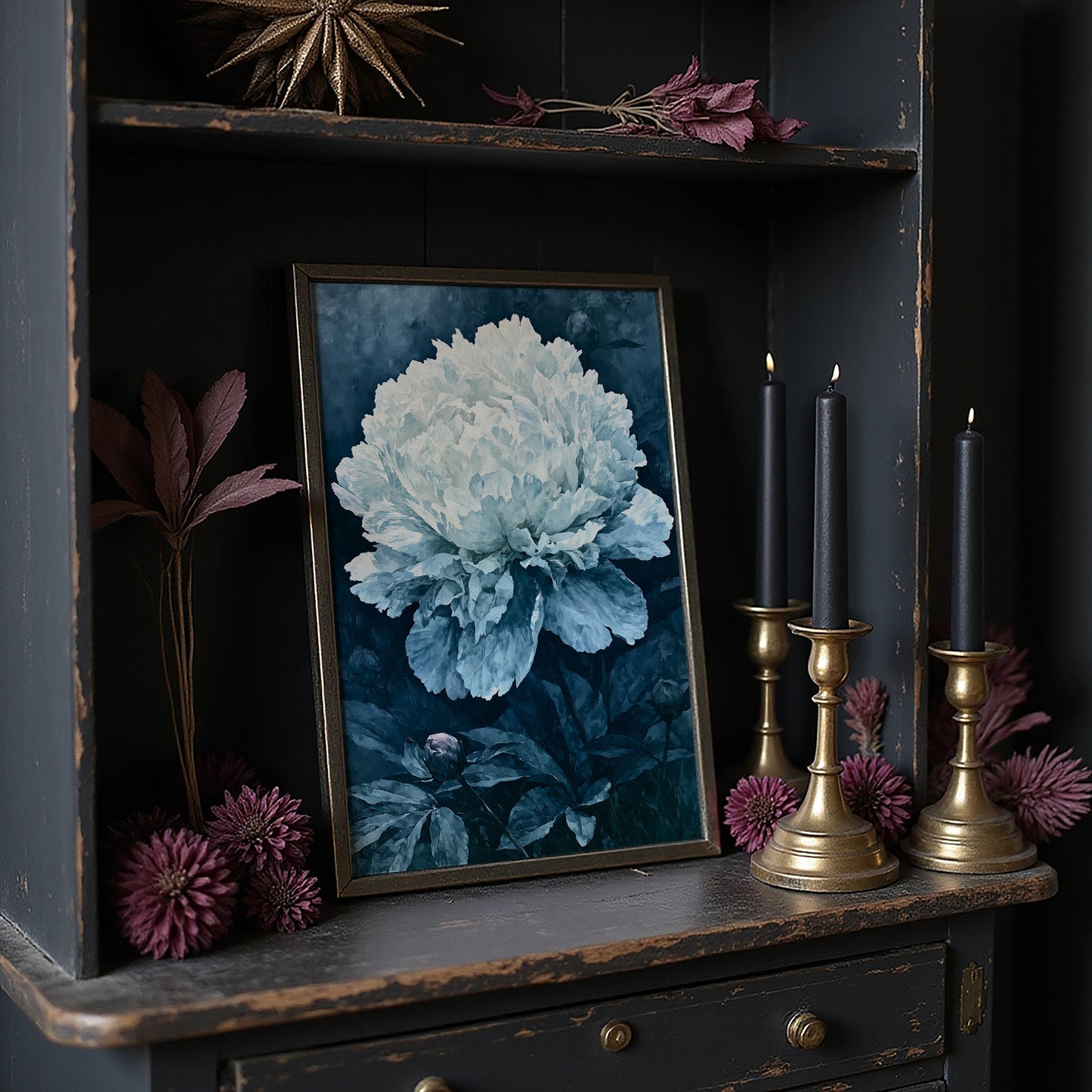 Frosted Peony in Blue