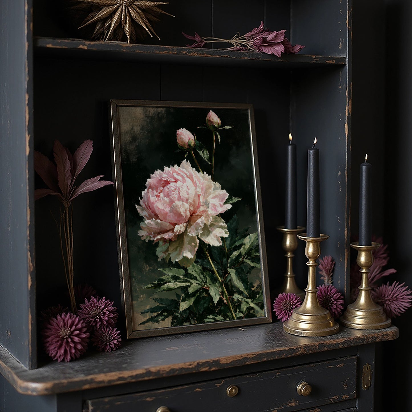Peony Leans, Two Buds Reach