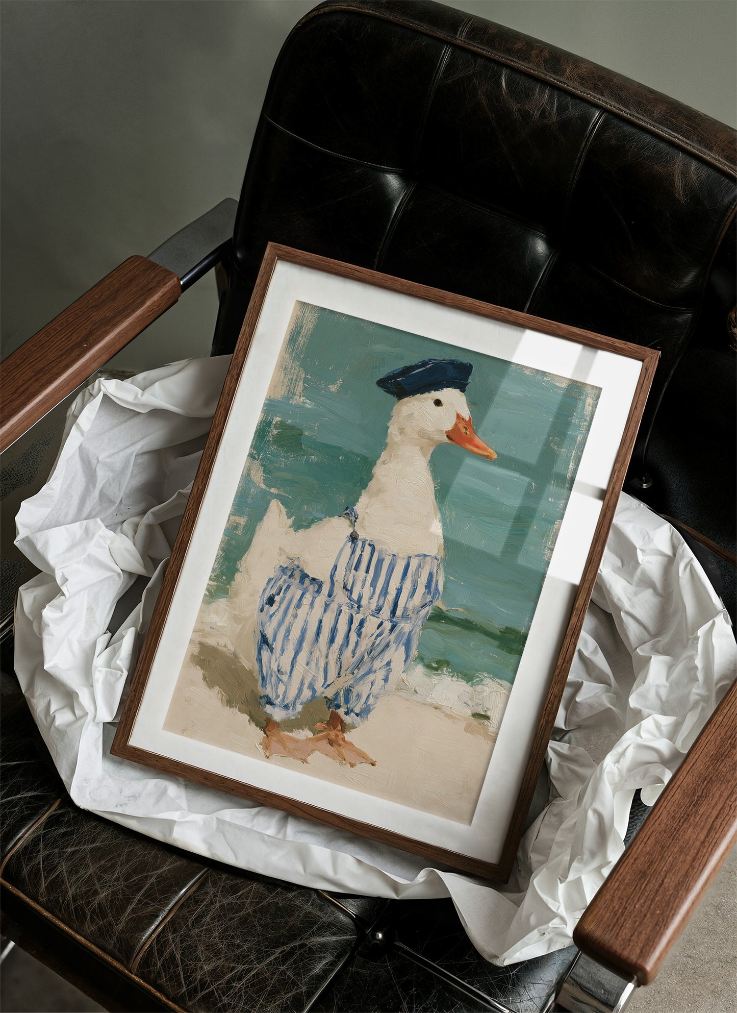 Beret Duck Strolling Beach