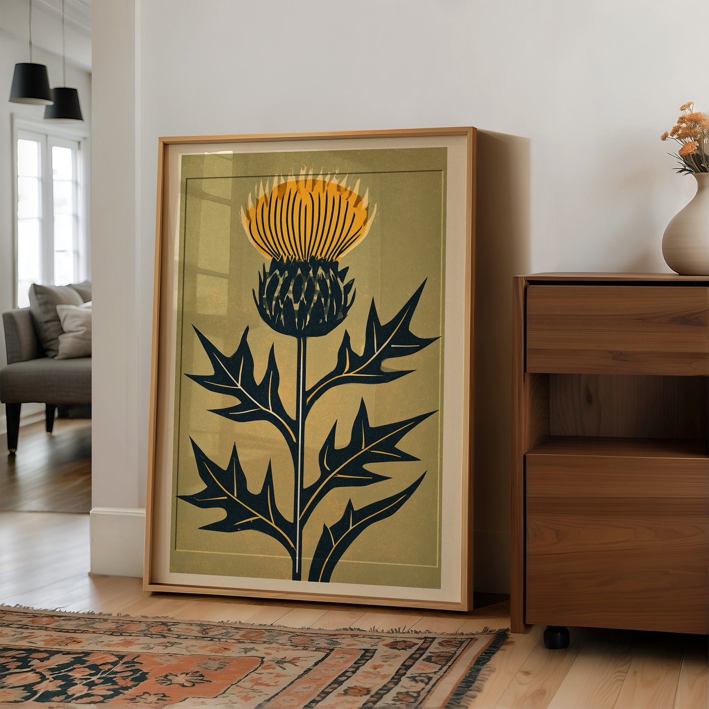 Thistle Woodblock Silhouette