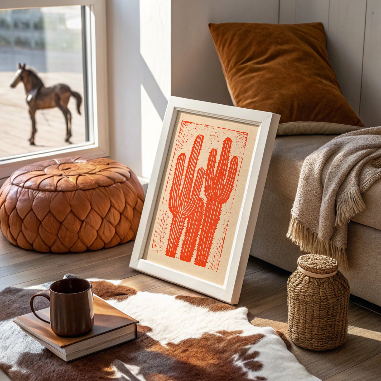 Saguaro Silhouette in Coral