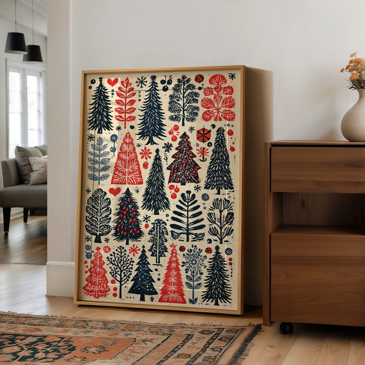 Scandinavian Winter: Linocut Forest