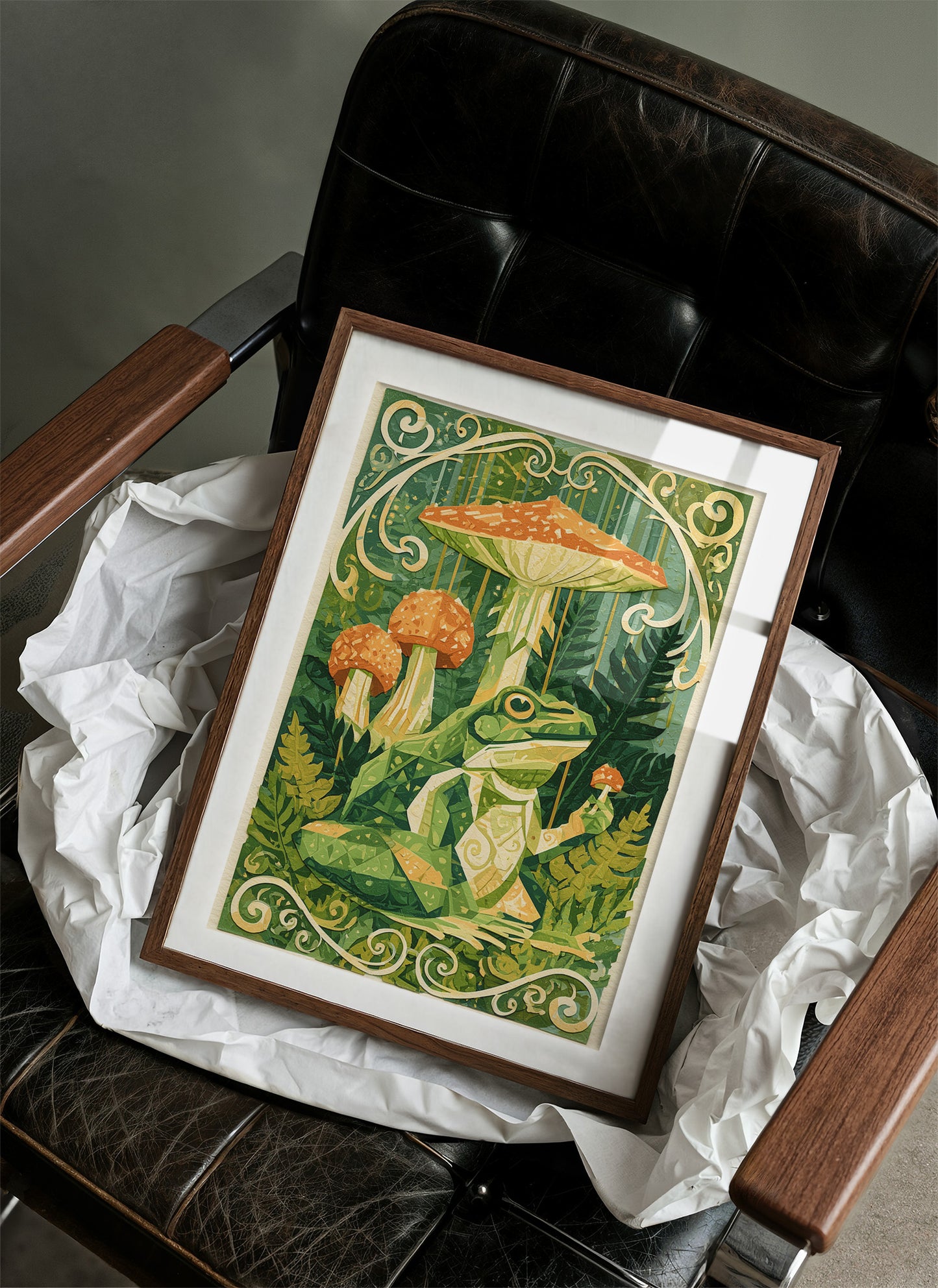 Forest Art Nouveau: Frog & Toadstool