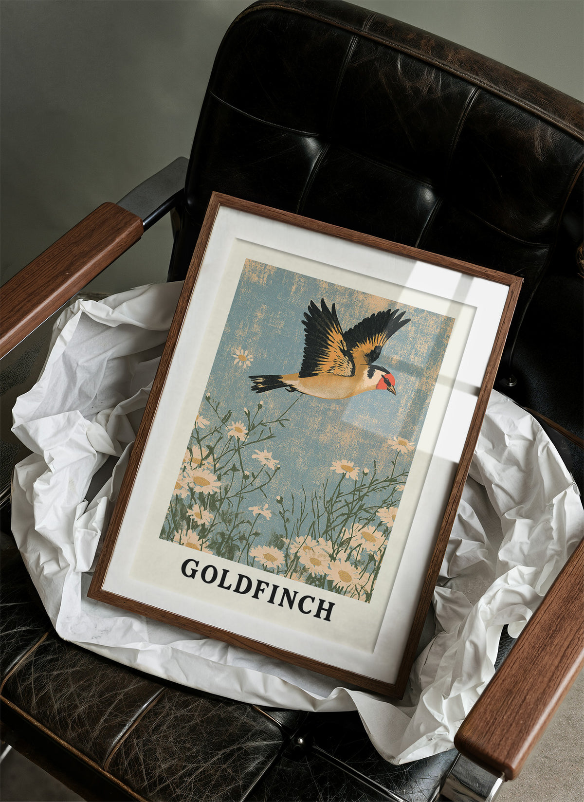 Goldfinch Over Daisy Fields