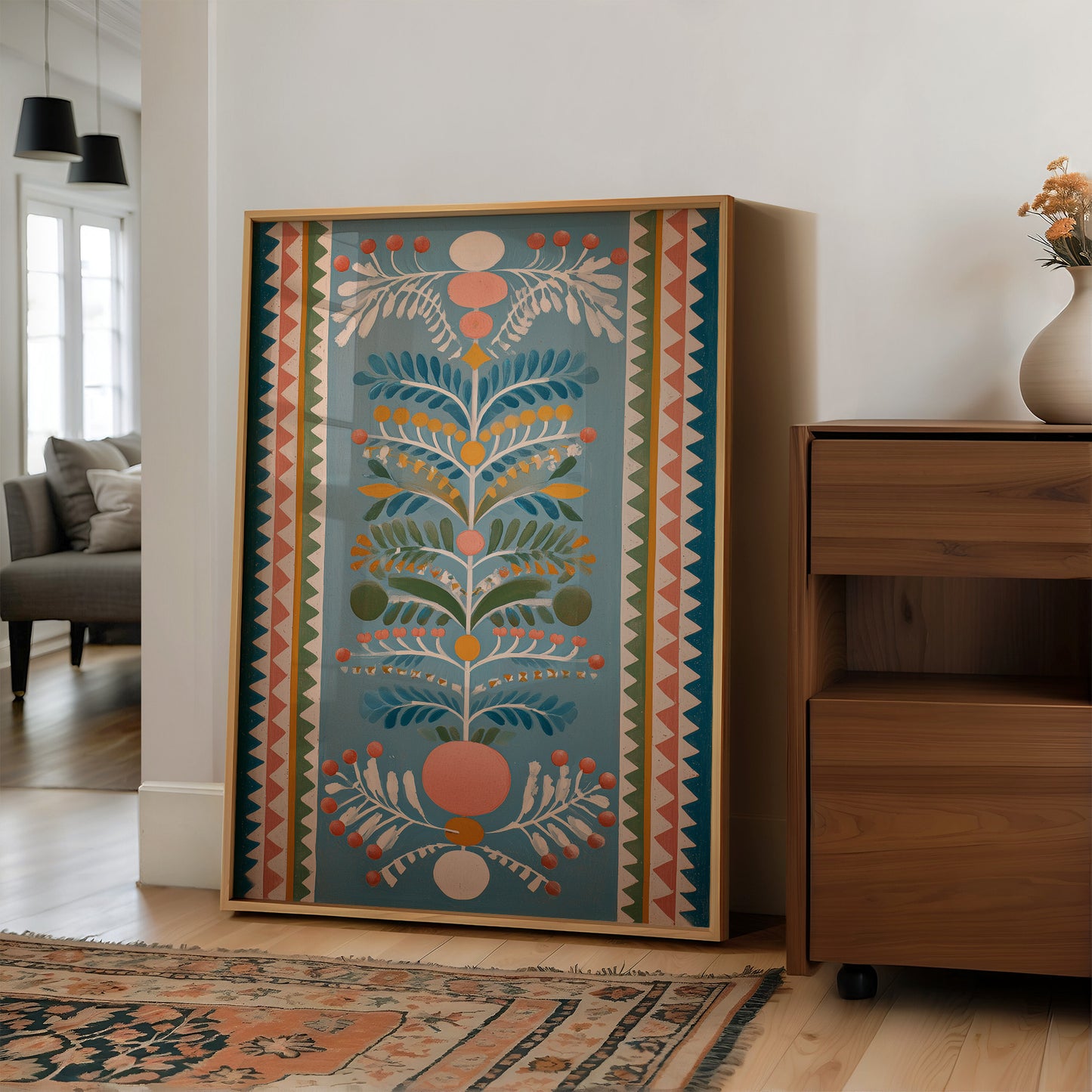 Folk Bloom in Summer Blue