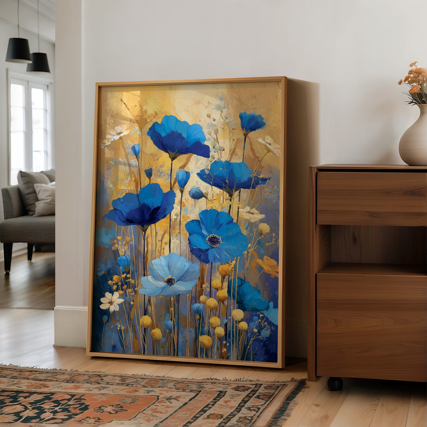 Blue Petals in Golden Light