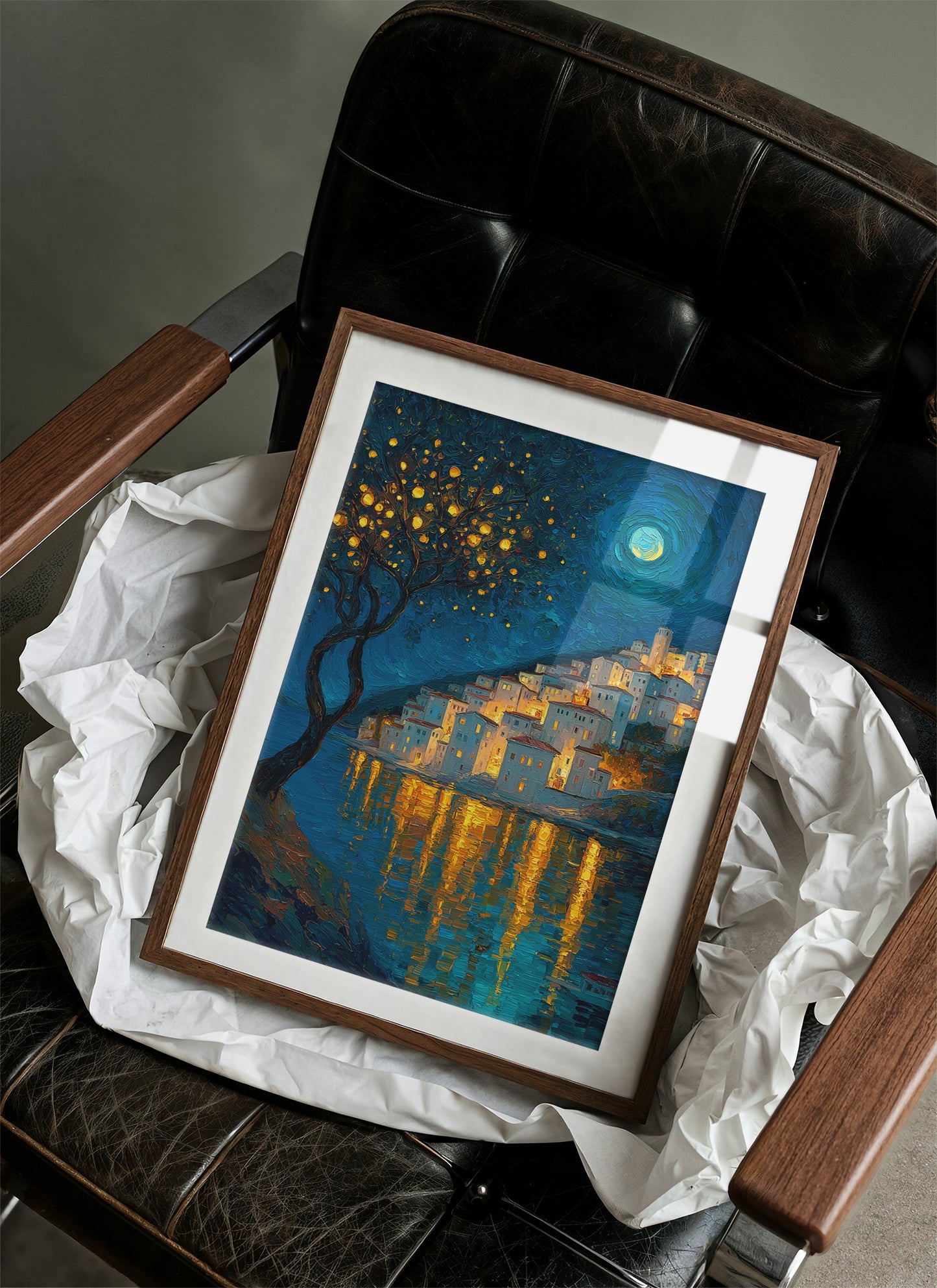 Moonlit Village Of Golden Light