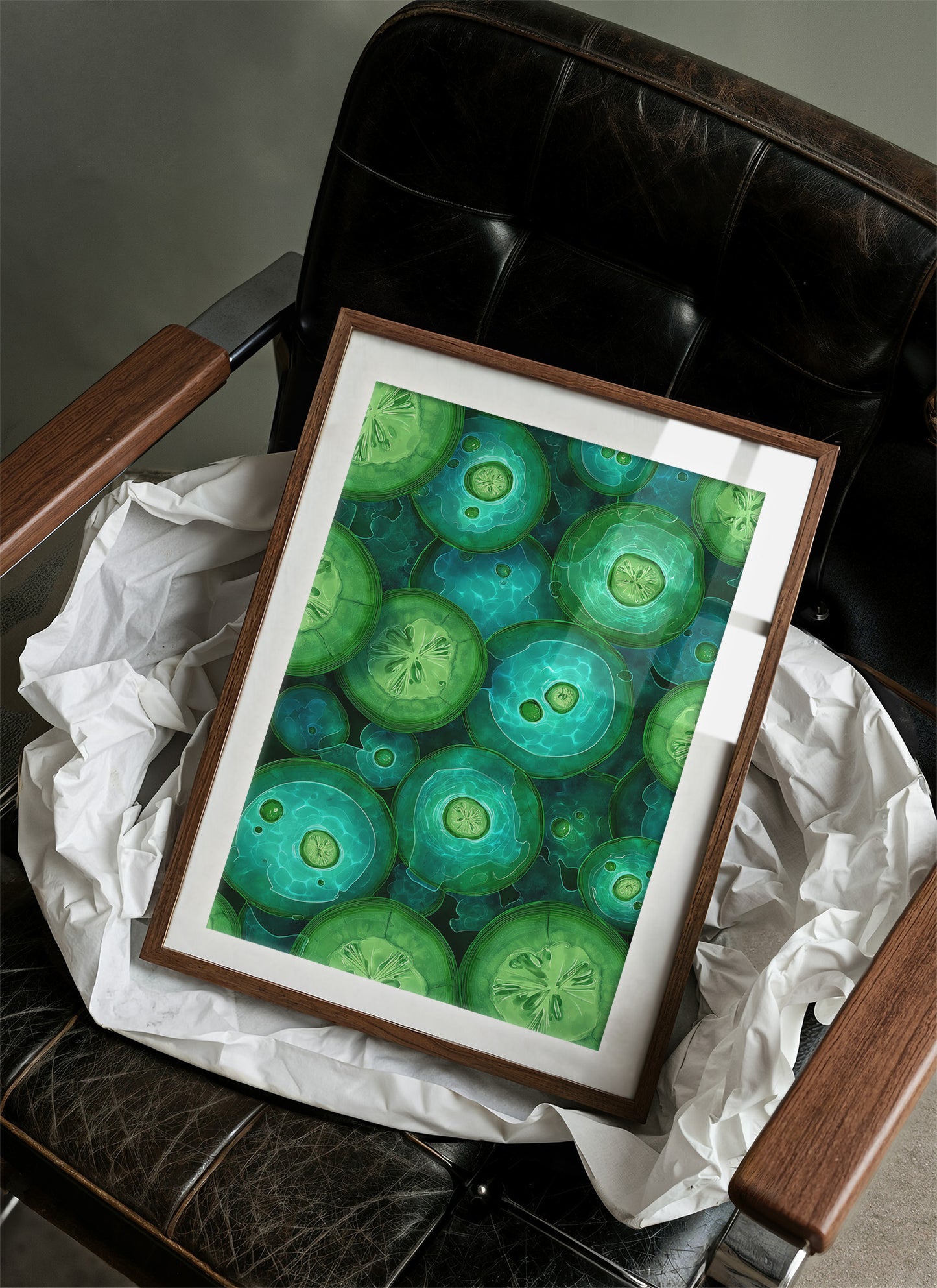 Emerald Slices in Still Water