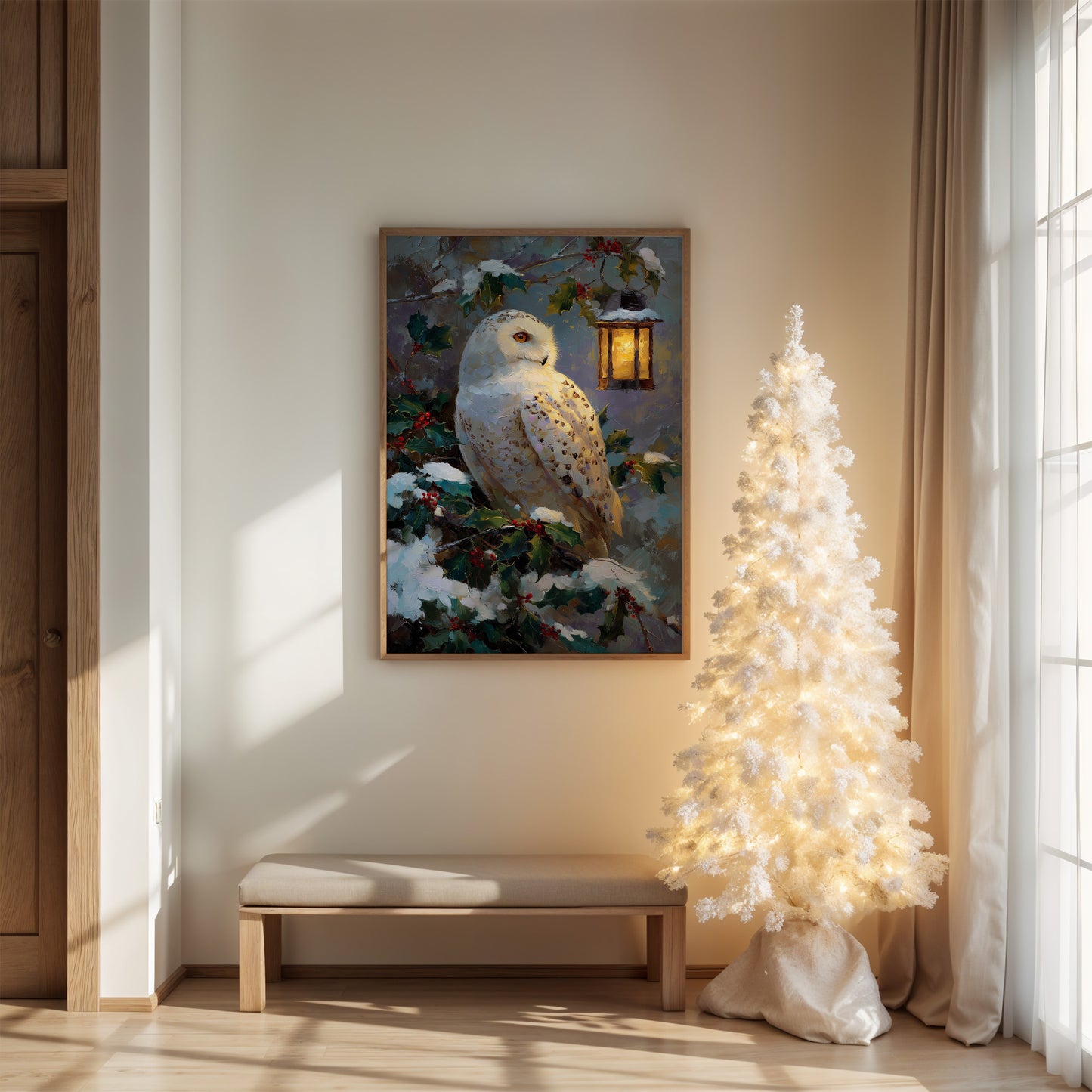 Snowy Owl By Lantern Glow