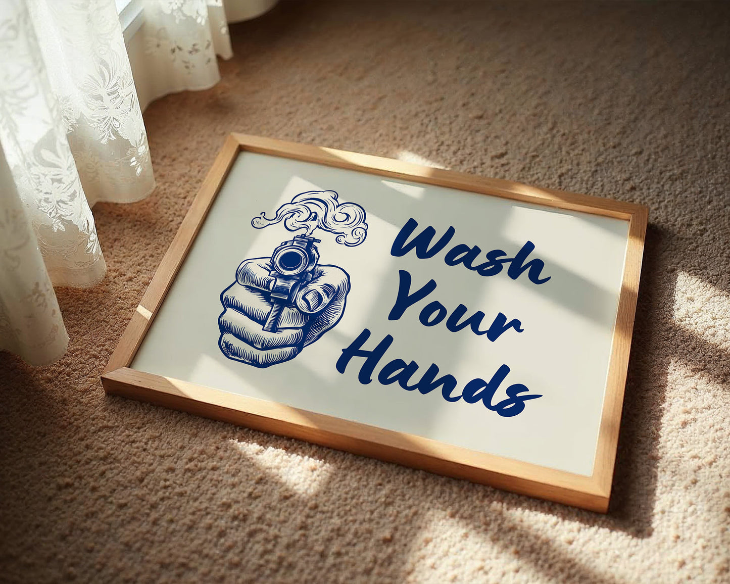 Wash Your Hands Vintage Bathroom Wall Art