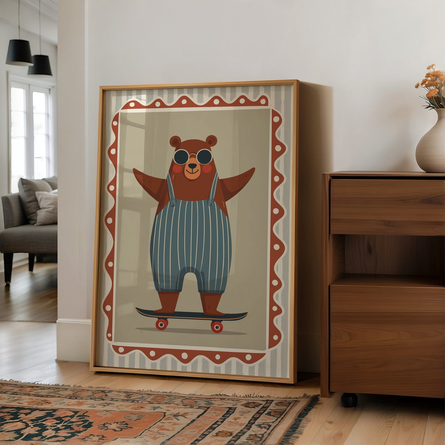 Cool Skateboard Bear Illustration