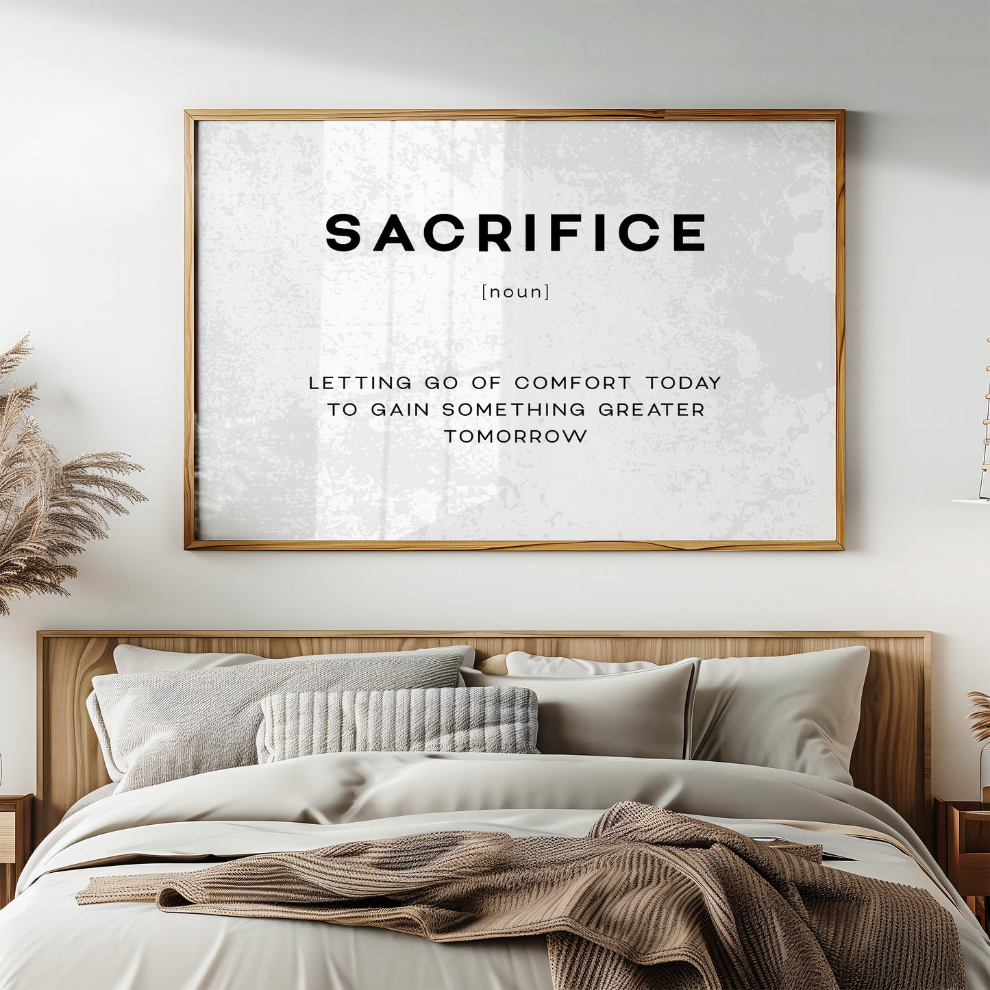 Sacrifice Definition Canvas Art | Bold Motivational Typography Print for Home Office, Gym or Entrepreneur Décor