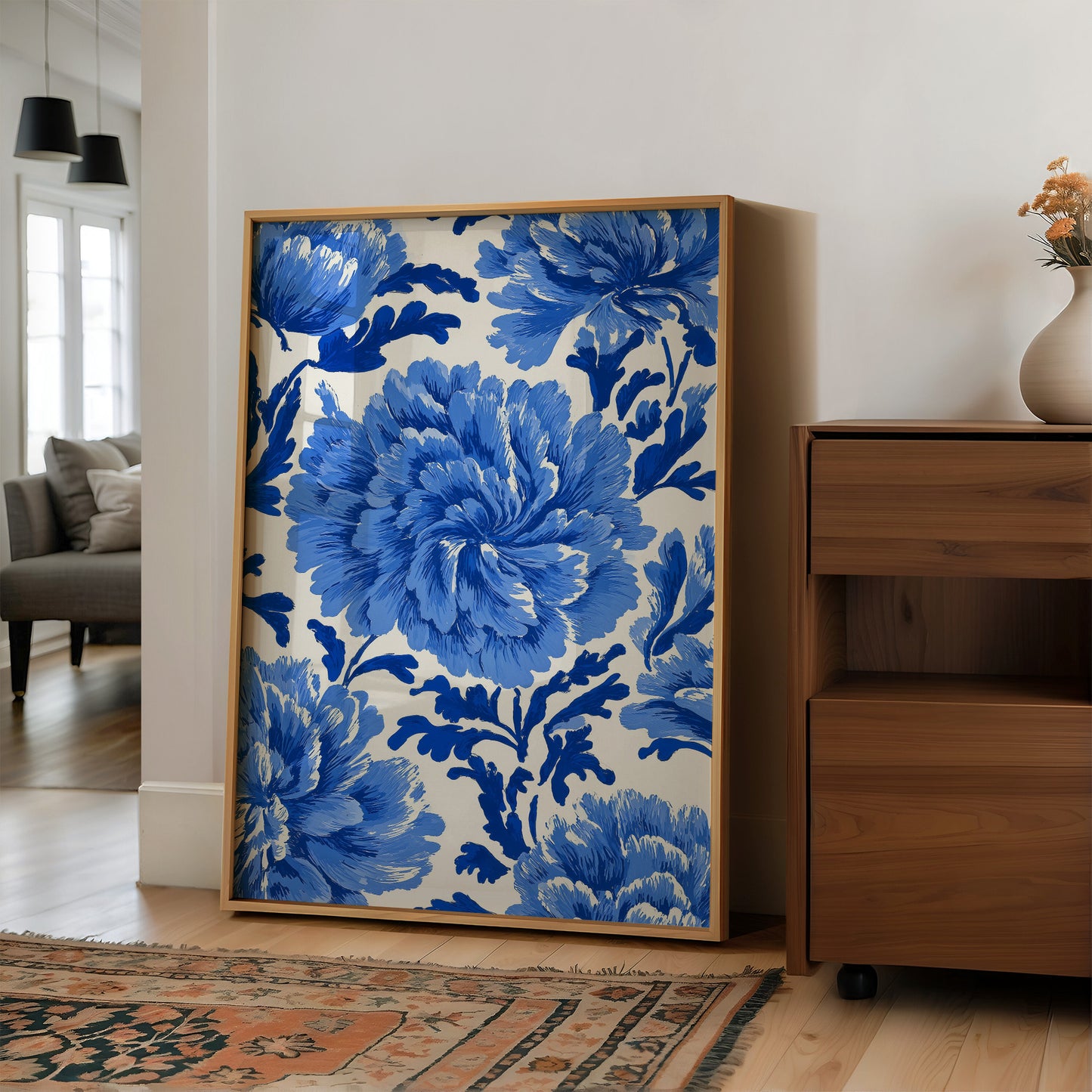 Blue Peonies on Fine China