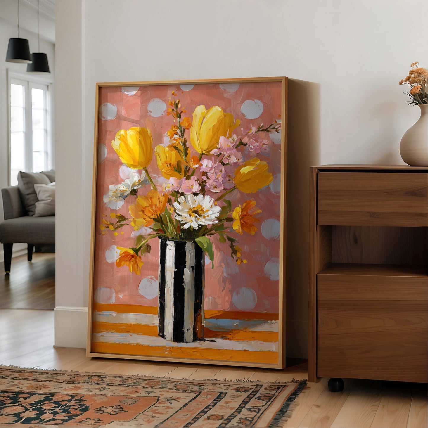 Yellow Tulips on a Polka Dot Day