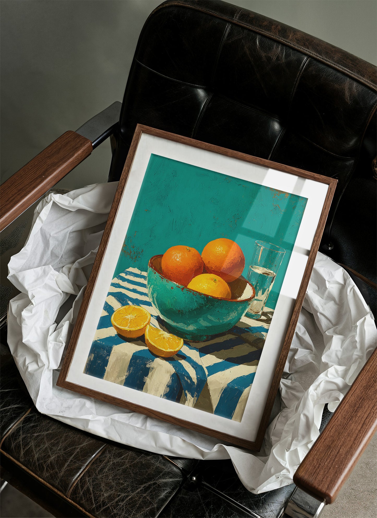 Oranges on Blue Stripes