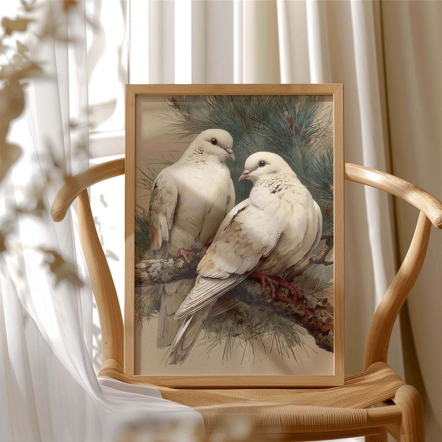 Two White Doves at Rest