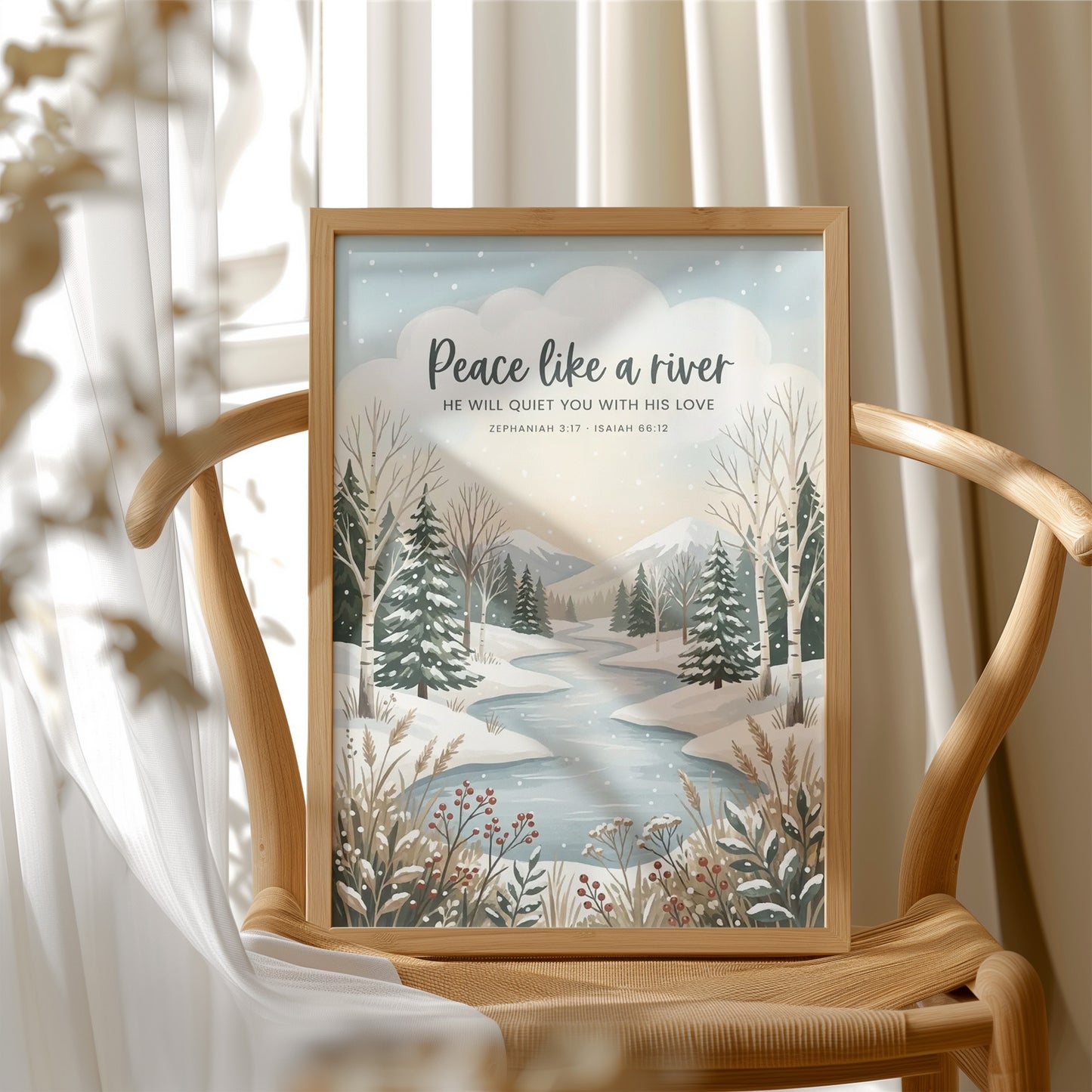 Peace Like a River: Winter Scripture Print