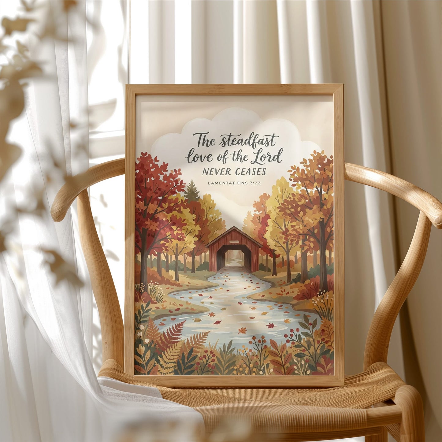 The Steadfast Love of the Lord: Covered Bridge Autumn Stream