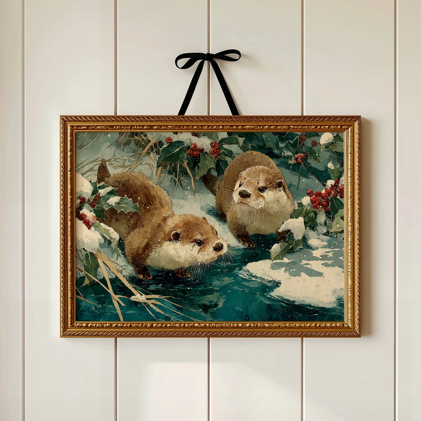 Two Otters, One Winter Stream
