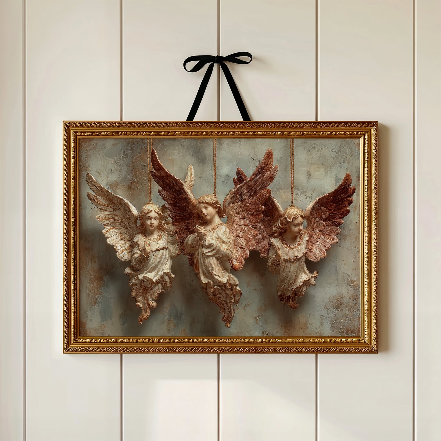Three Carved Angels on Strings