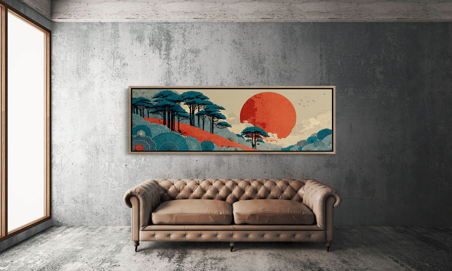 Crimson Sun Over Indigo Pines
