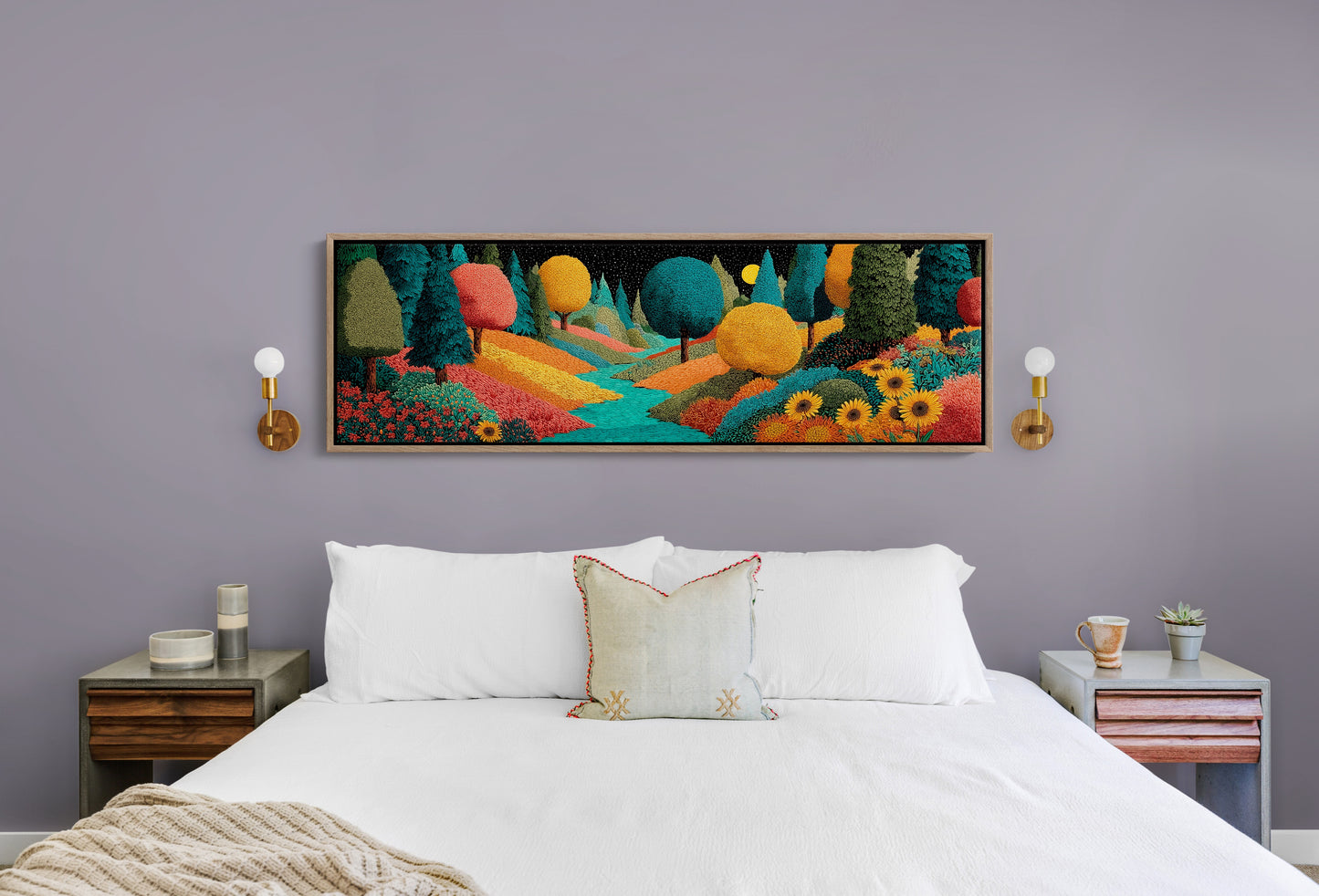 Colorful Dream Forest Under Starry Sky