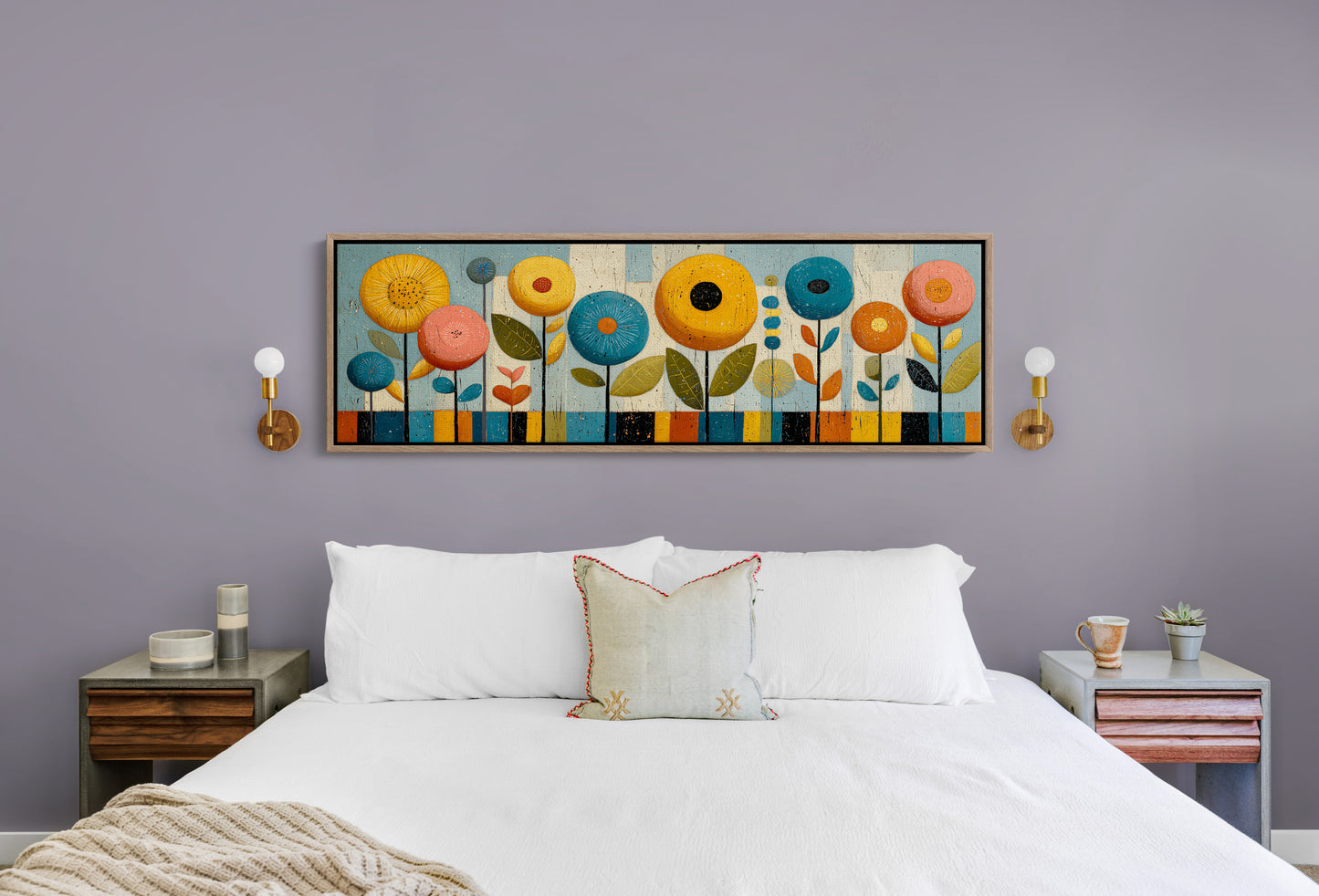 Mid Century Floral Garden in Retro Colors