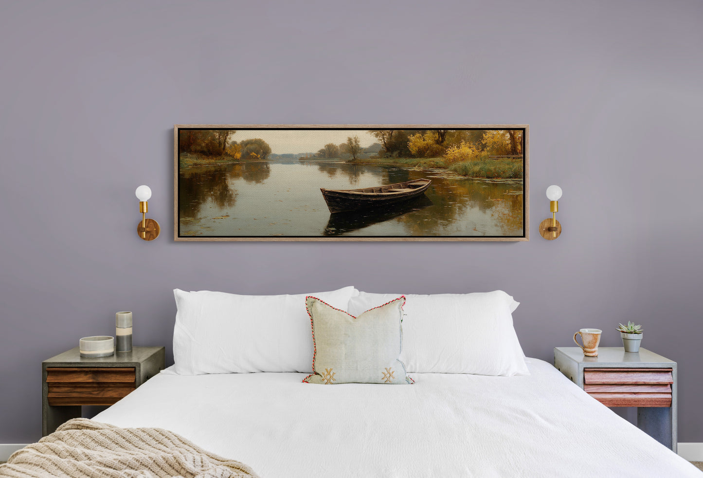 Quiet Boat on Autumn River