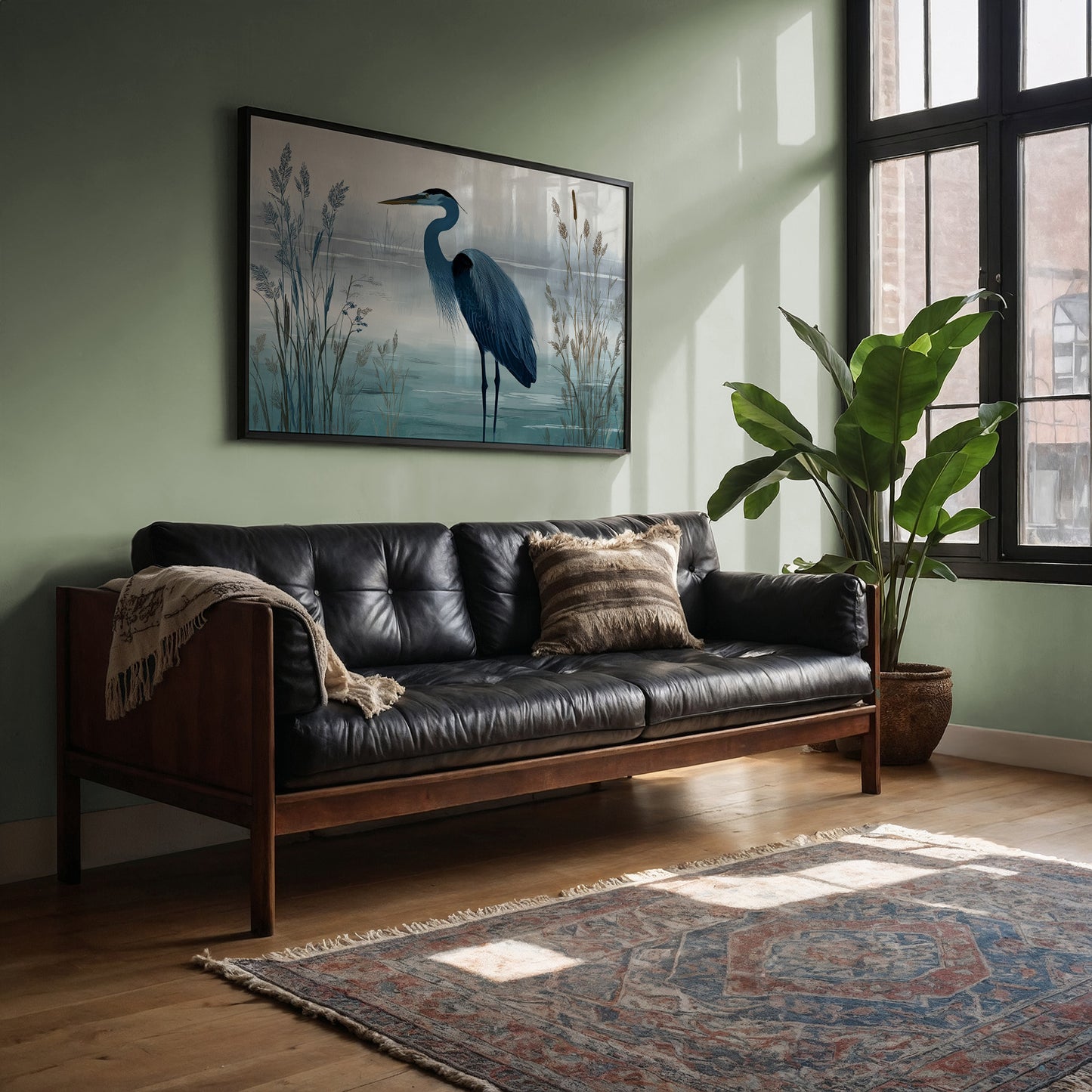 Blue Heron in Quiet Marsh