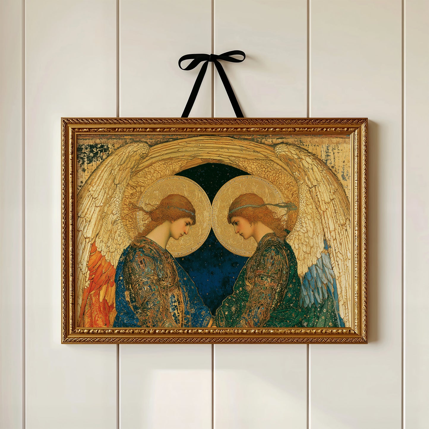 Twin Angels Beneath Golden Wings