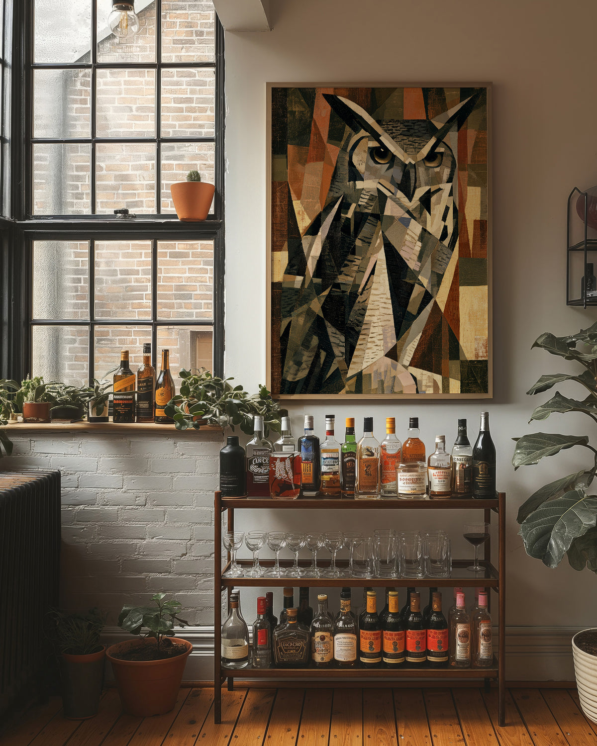 Cubist Great Horned Owl
