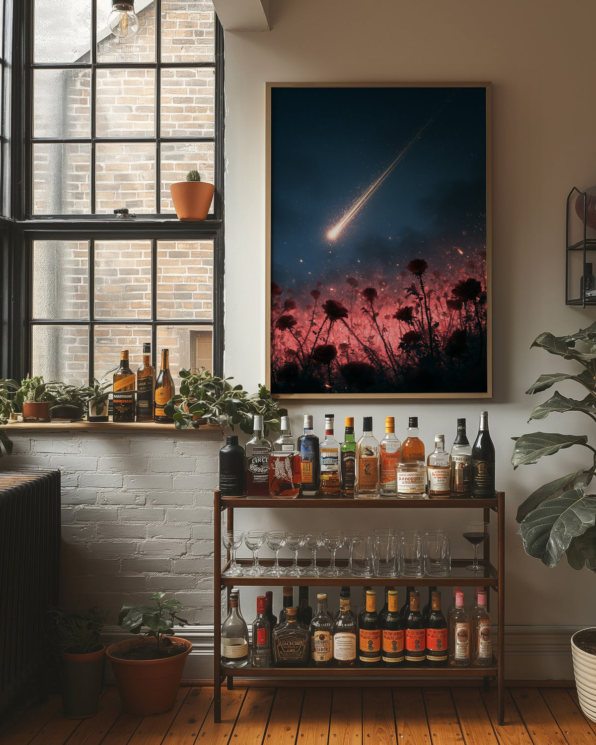 Shooting Star Over Rose Field