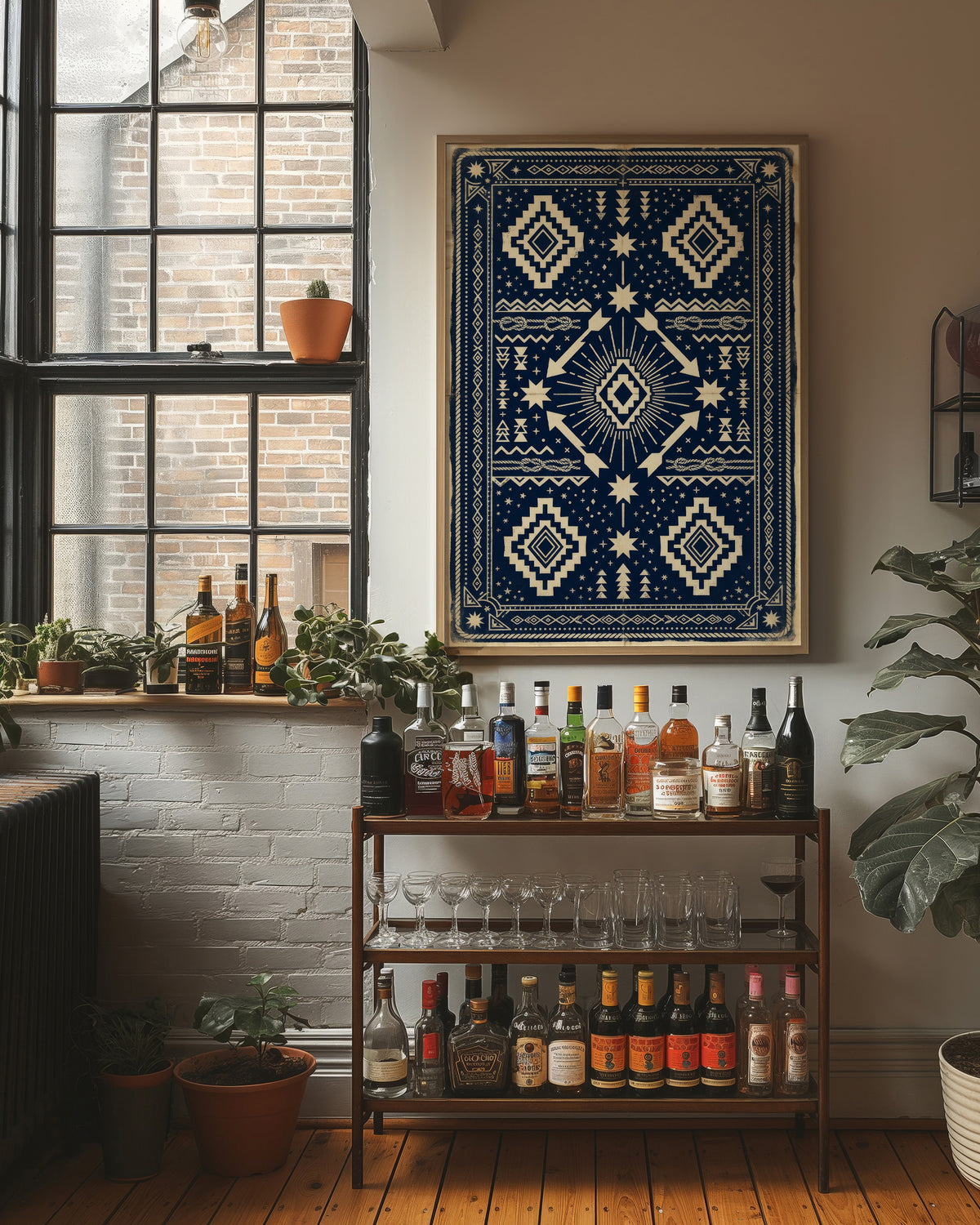 Indigo Southwestern Star Pattern