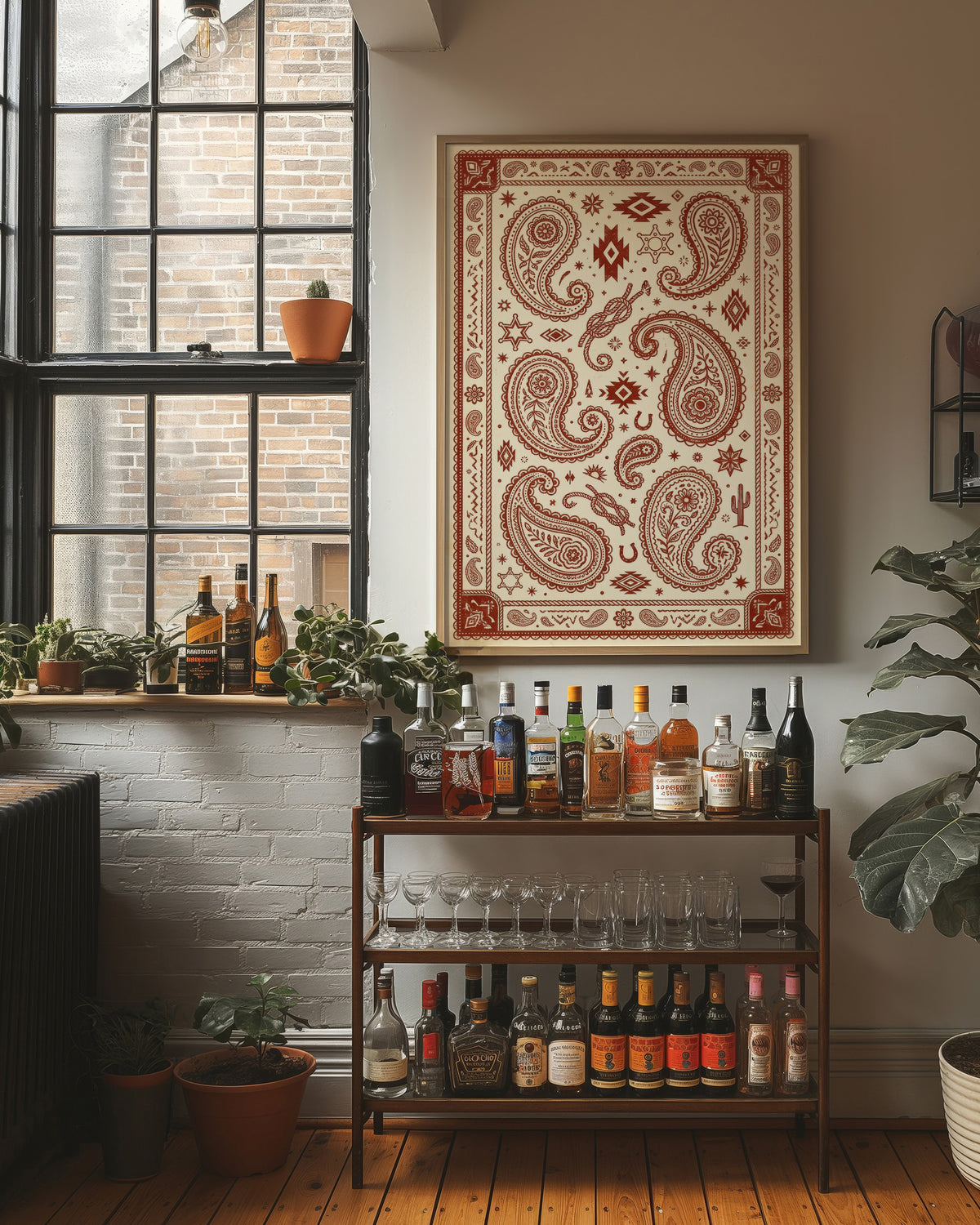 Rust Paisley Western Bandana Print