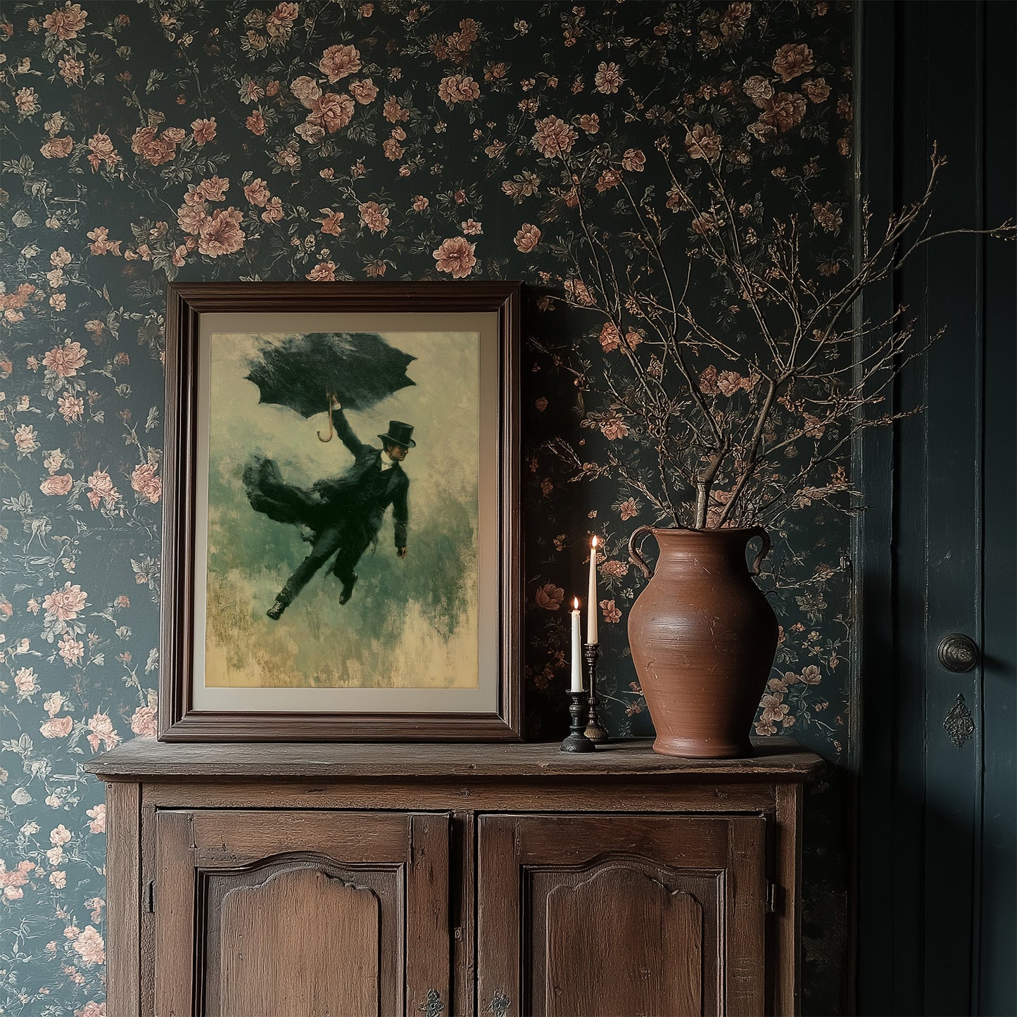 The Falling Gentleman — Victorian Surrealist Oil Print