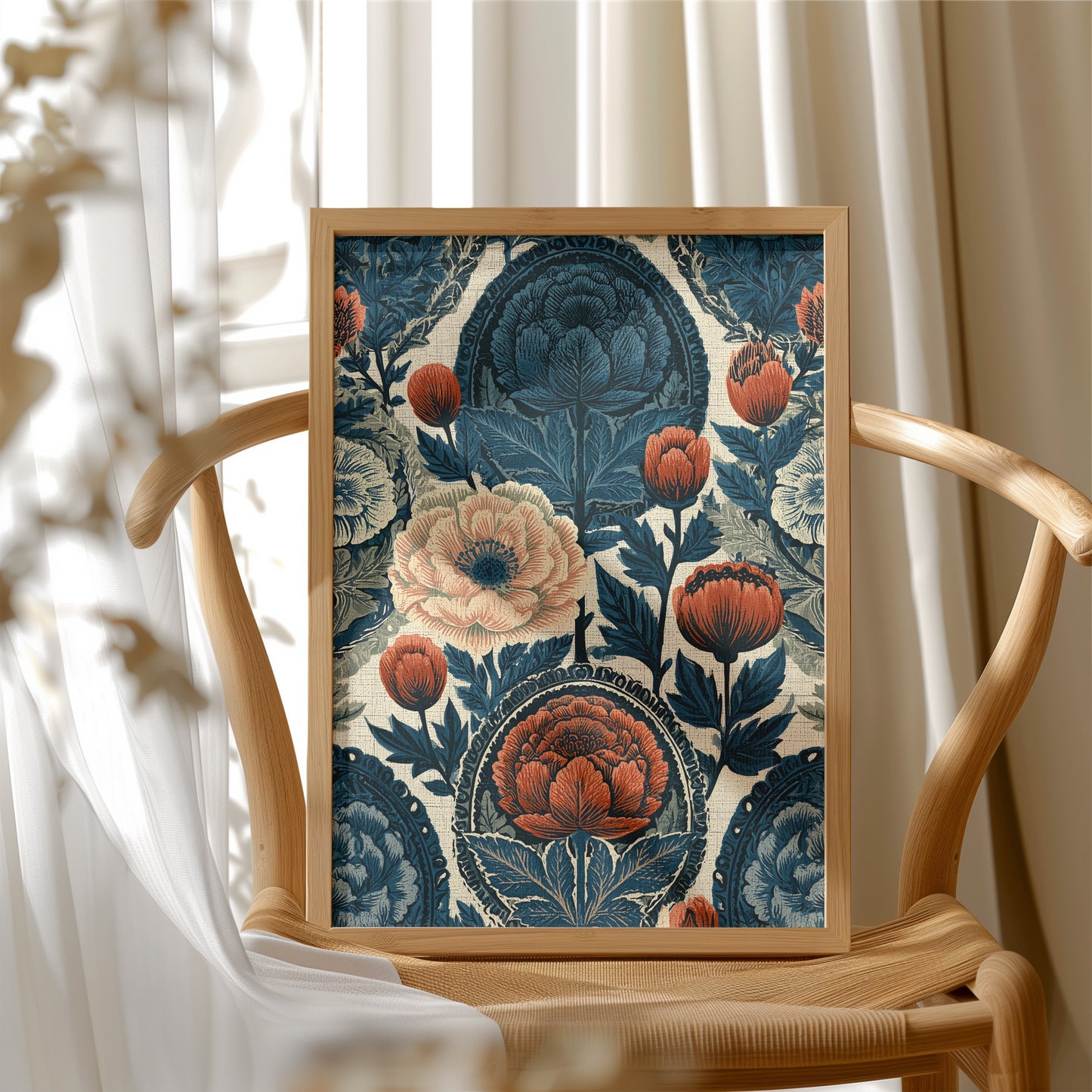 Indigo Garden: A Vintage Floral Tapestry