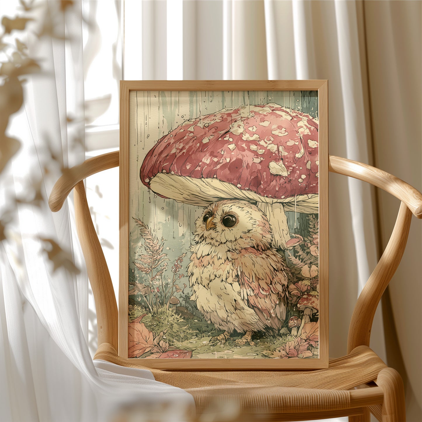 Toadstool Hideaway: Curious Owl Close-Up