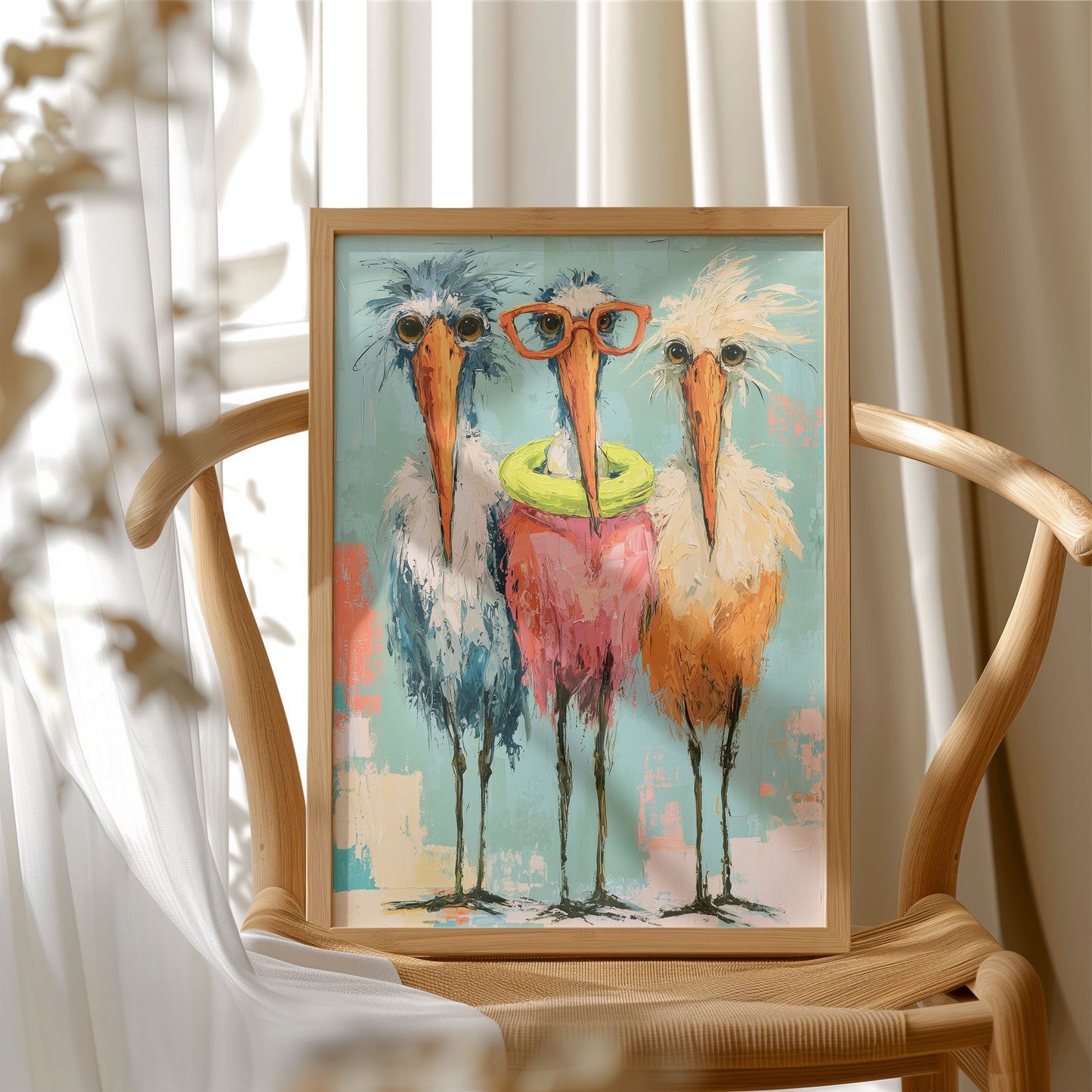 Nerdy Bird Trio: Storks in Sweaters and Specs