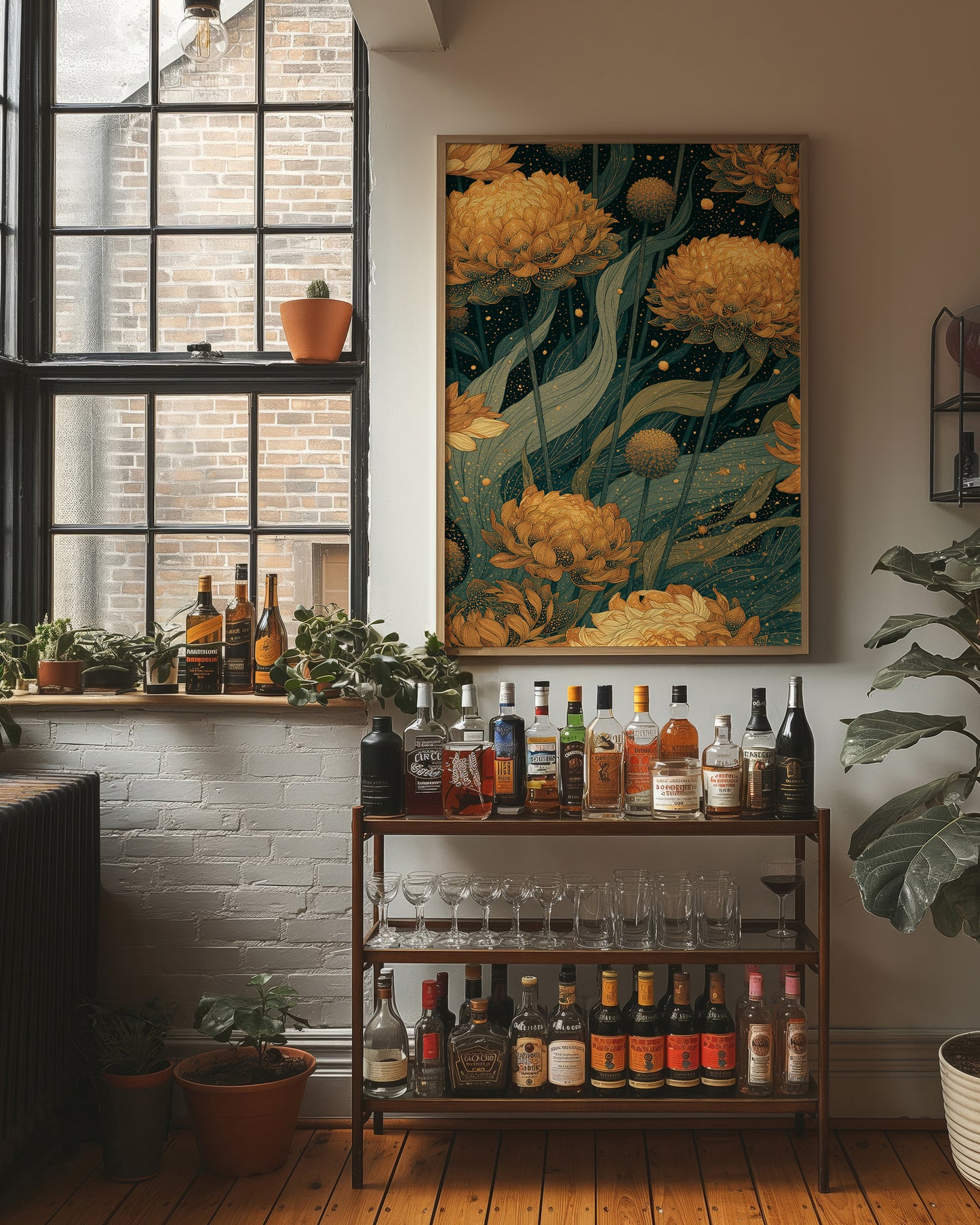 Golden Blooms in the Dark Garden: Marigold Study II