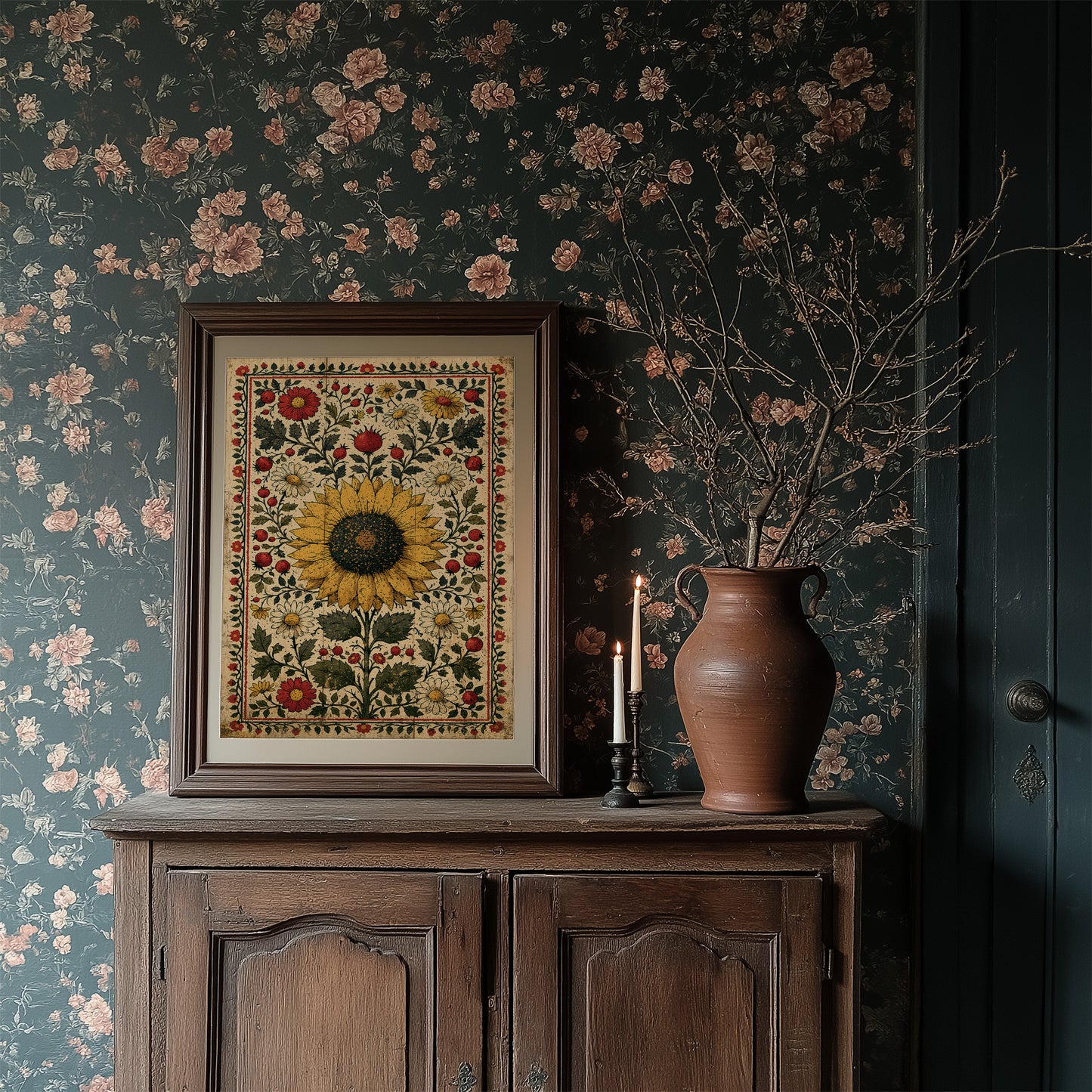 Sunflower Folk Tapestry