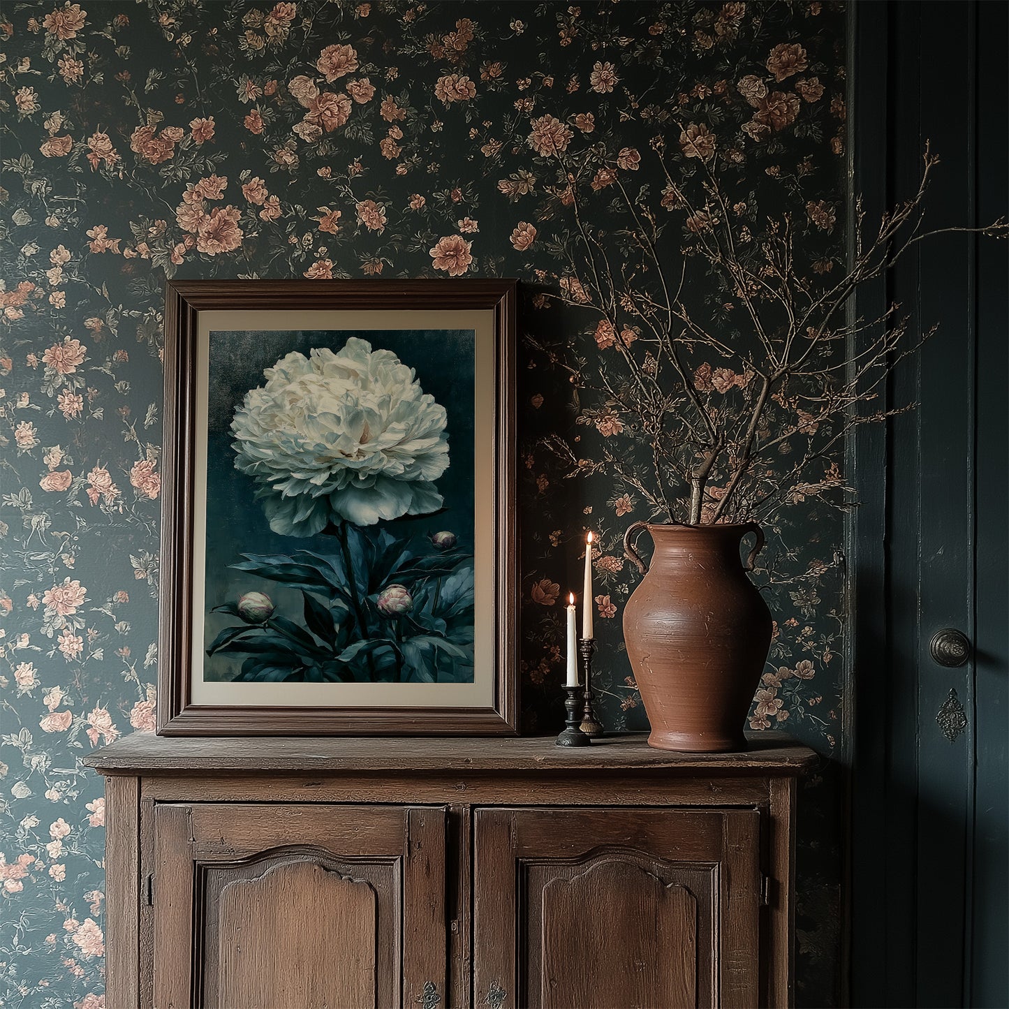 Ivory Peony in Shadow